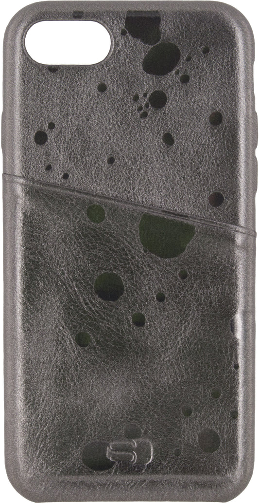 Senza Glam Leather Cover With Card Slot Apple Iphone 7/8/Se (2020/2022) Metallic Grey