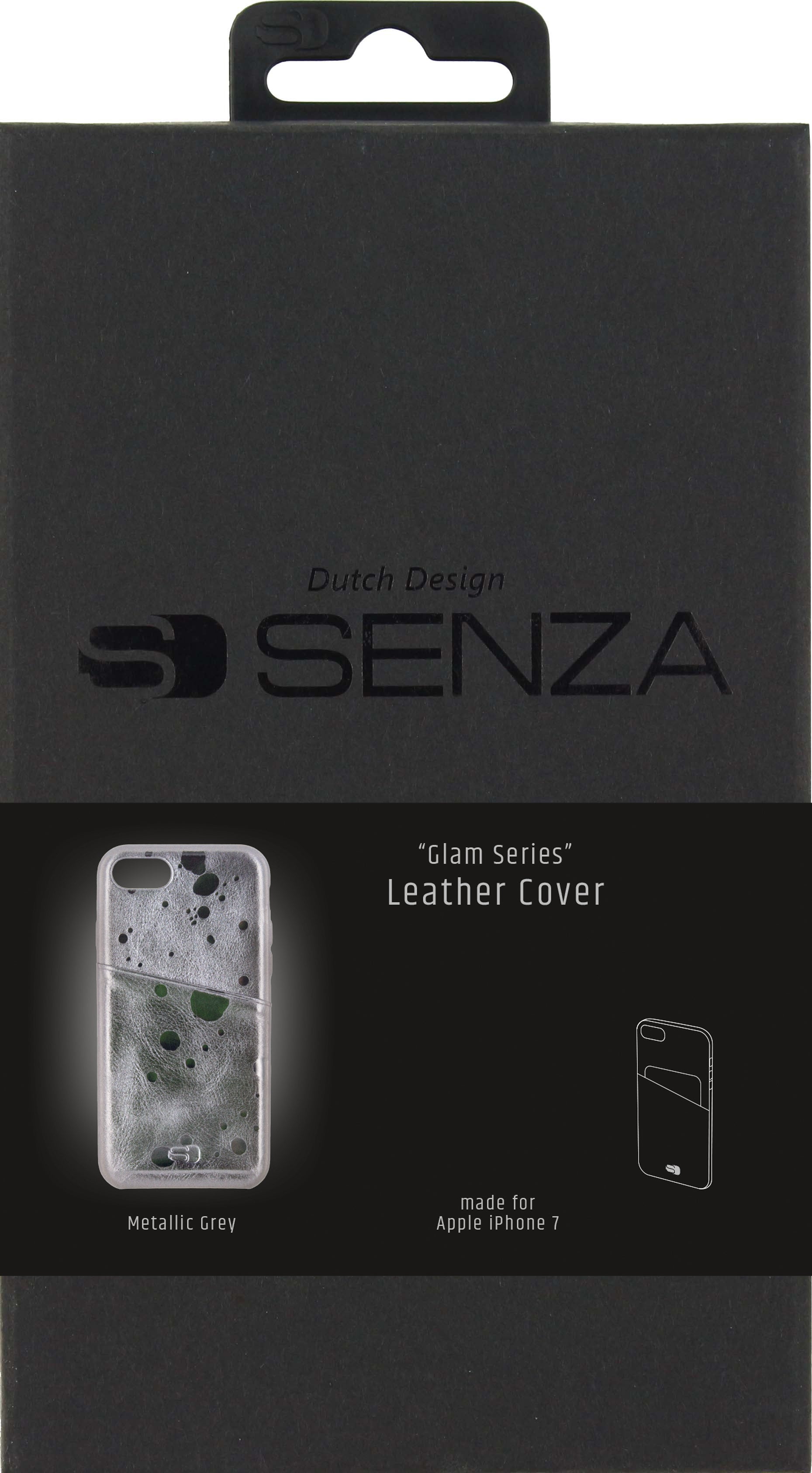Senza Glam Leather Cover With Card Slot Apple Iphone 7/8/Se (2020/2022) Metallic Grey