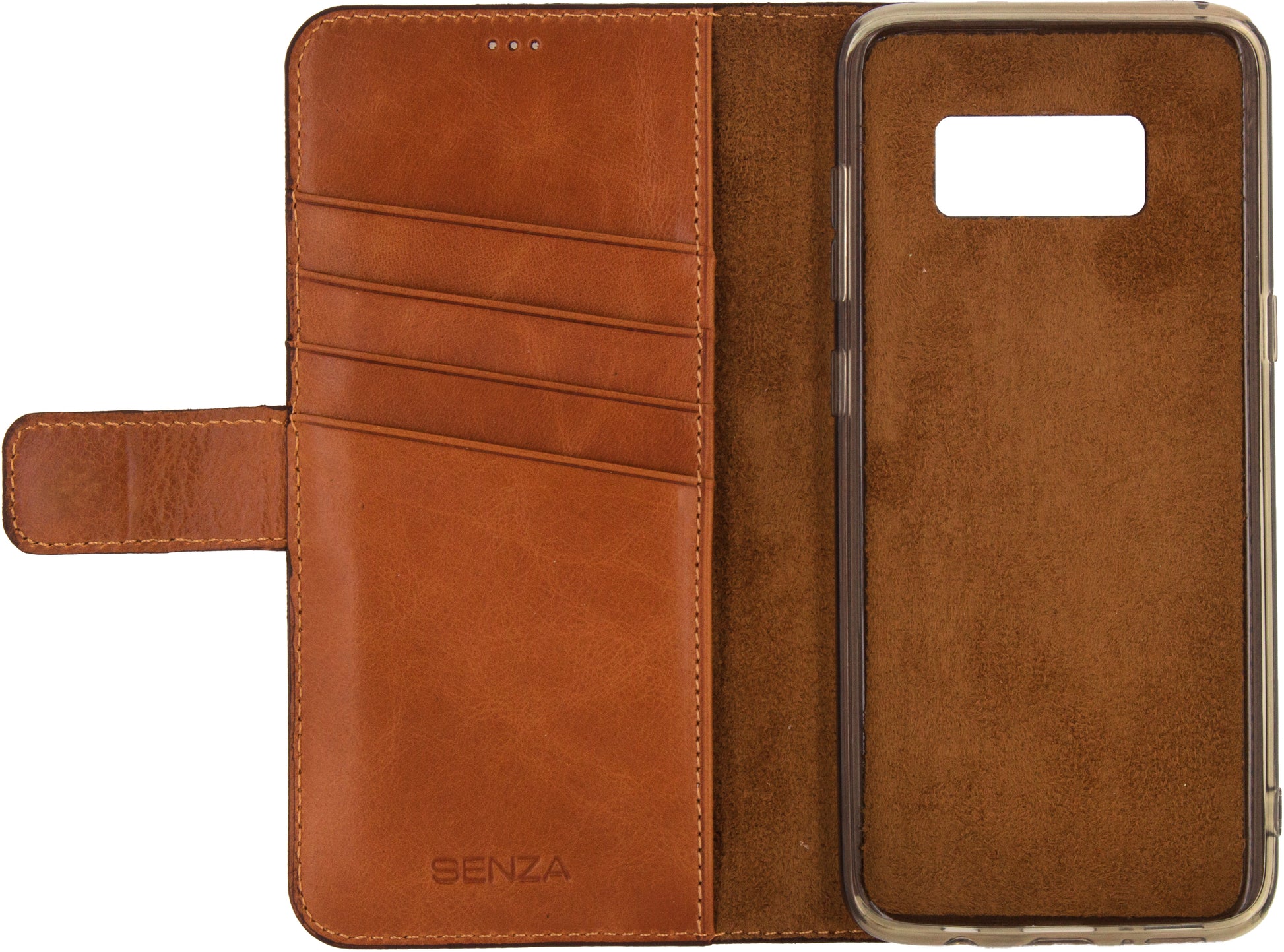 Senza Desire Leather Wallet Samsung Galaxy S8+ Burned Cognac