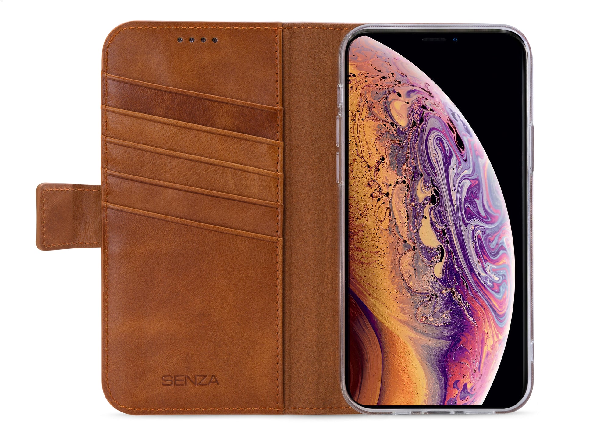 Senza Desire Leather Wallet Apple Iphone X/Xs Burned Cognac