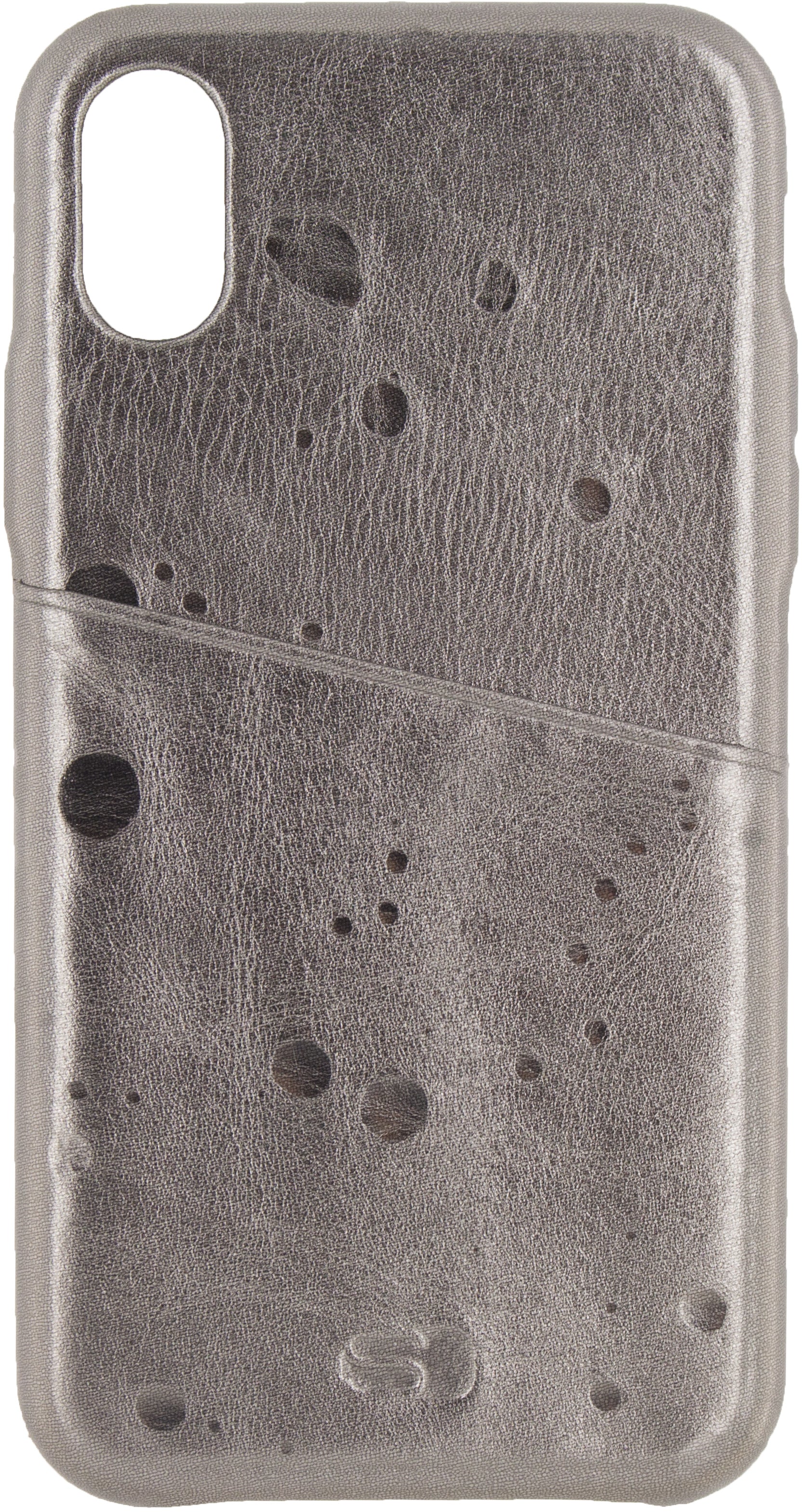 Senza Glam Leather Cover With Card Slot Apple Iphone X/Xs Metallic Grey