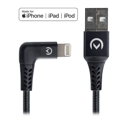 Mobilize Strong Nylon 90° Cable Apple Mfi Lightning 1.5M. 12W Black