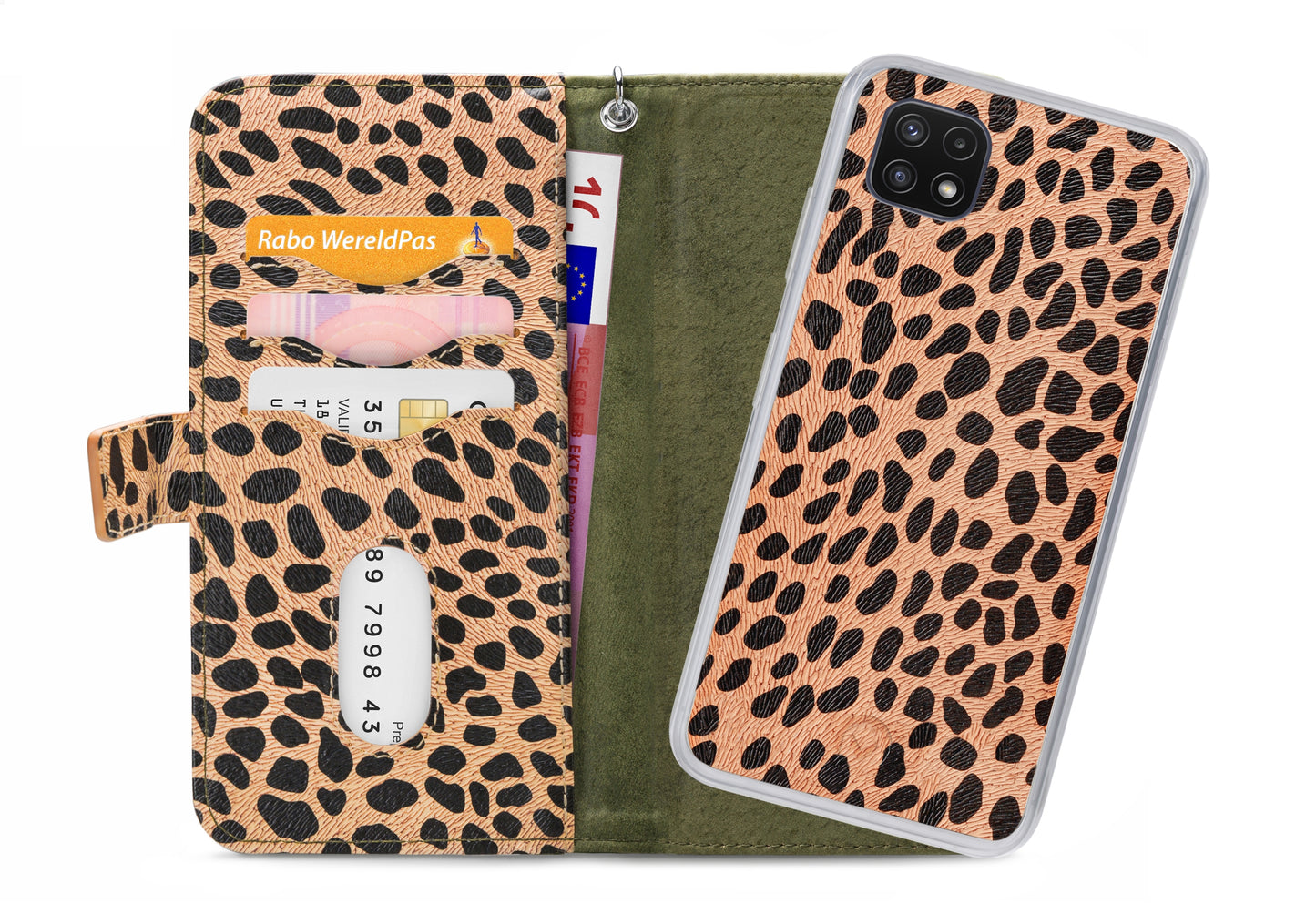 Mobilize 2In1 Magnet Zipper Case Samsung Galaxy A22 5G Olive/Leopard