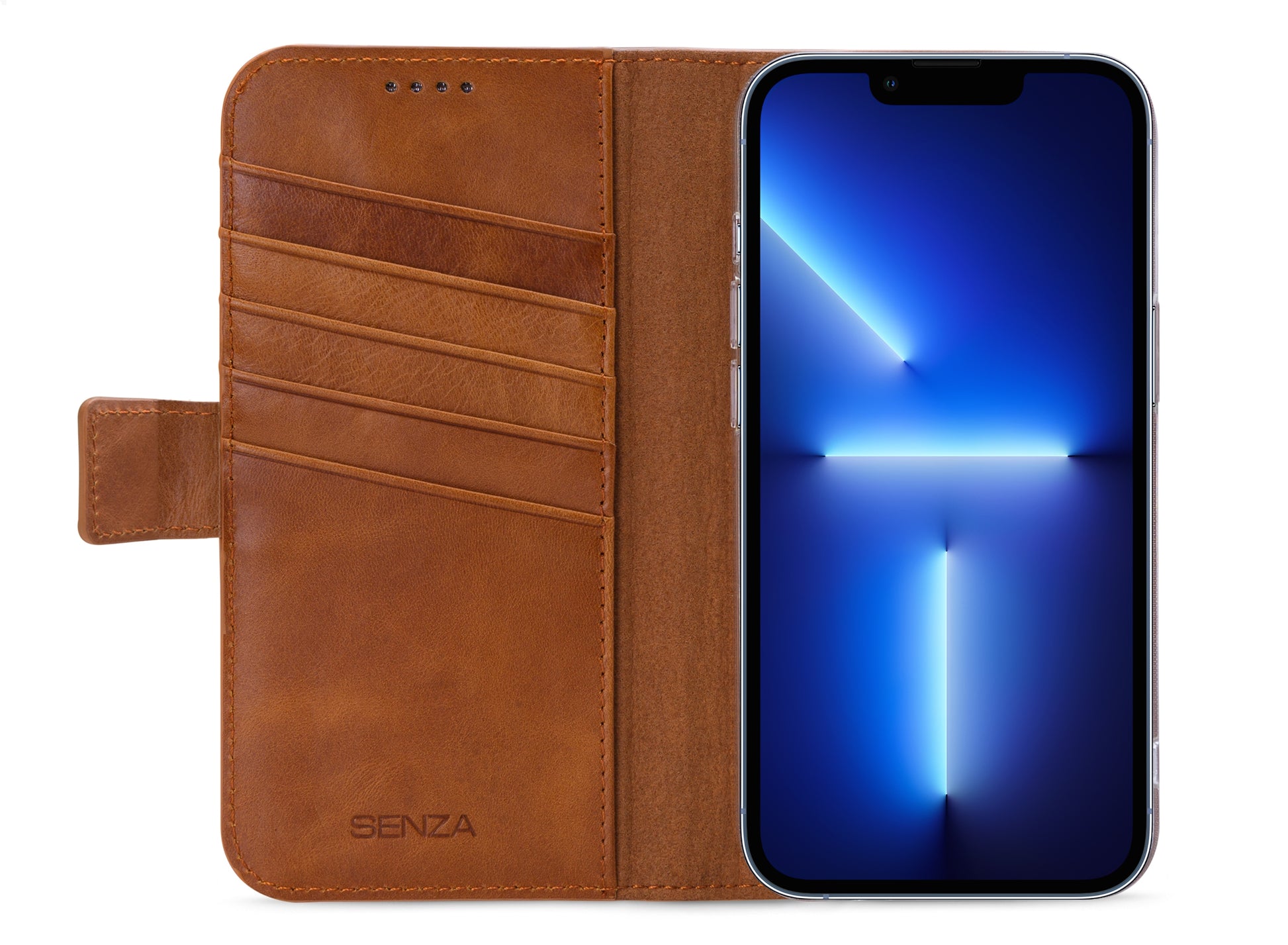 Senza Desire Leather Wallet Apple Iphone 13 Pro Burned Cognac