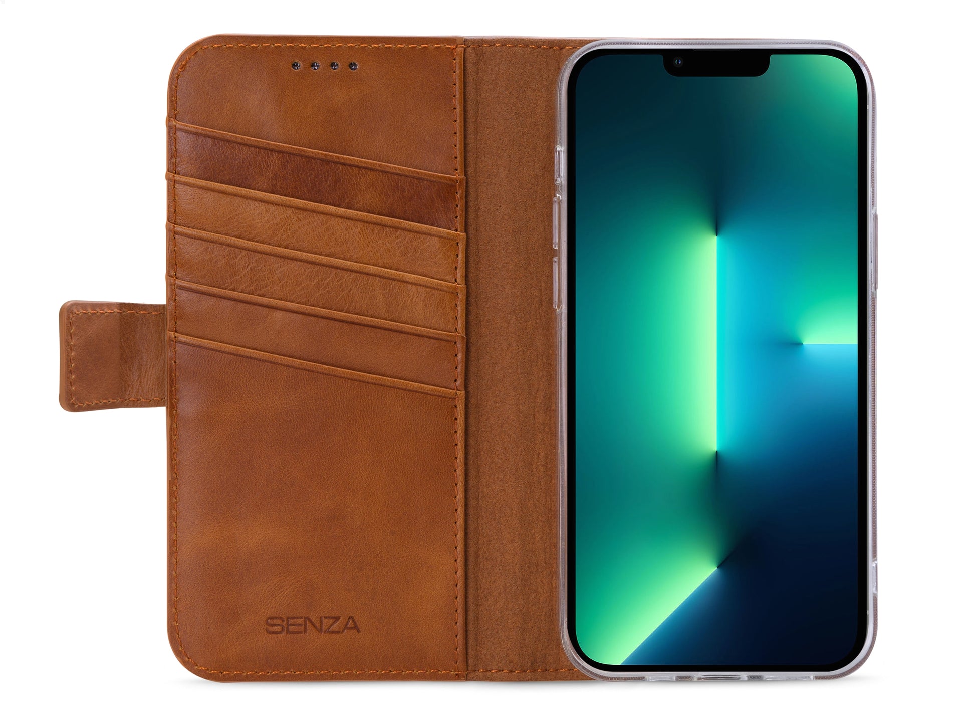 Senza Desire Leather Wallet Apple Iphone 13 Pro Max Burned Cognac