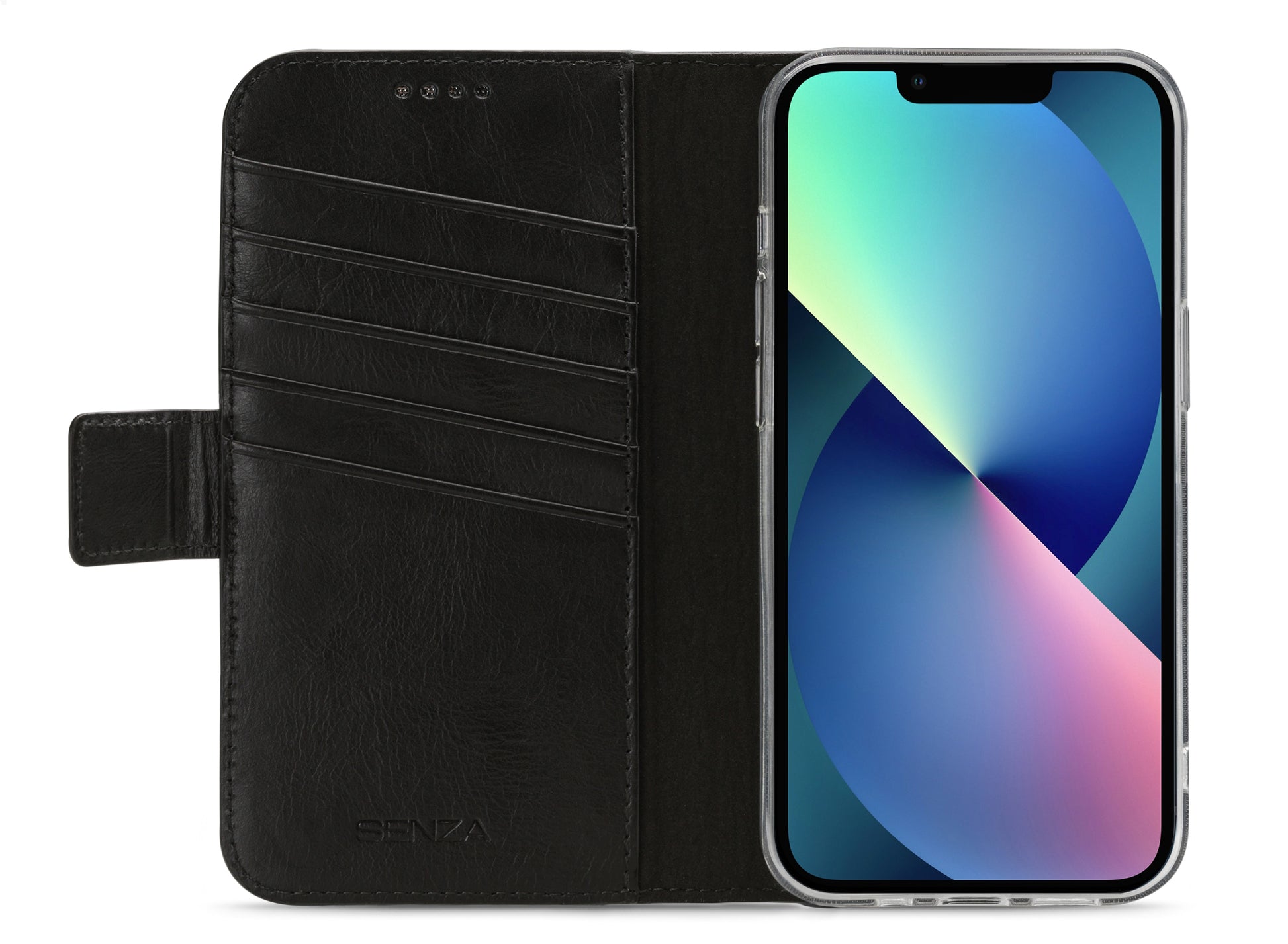 Senza Pure Leather Wallet Apple Iphone 13 Deep Black