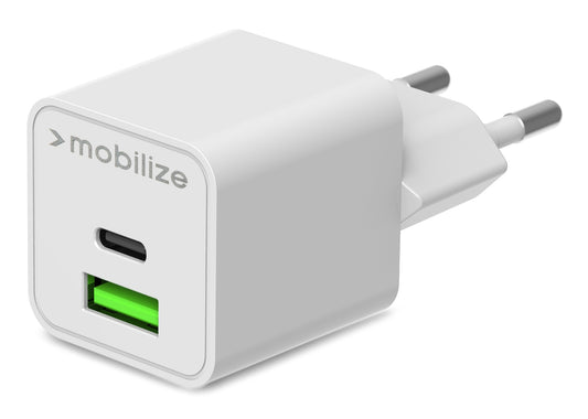 Mobilize Wall Charger Usb-C + Usb Gan 30W With Pd/Pps White