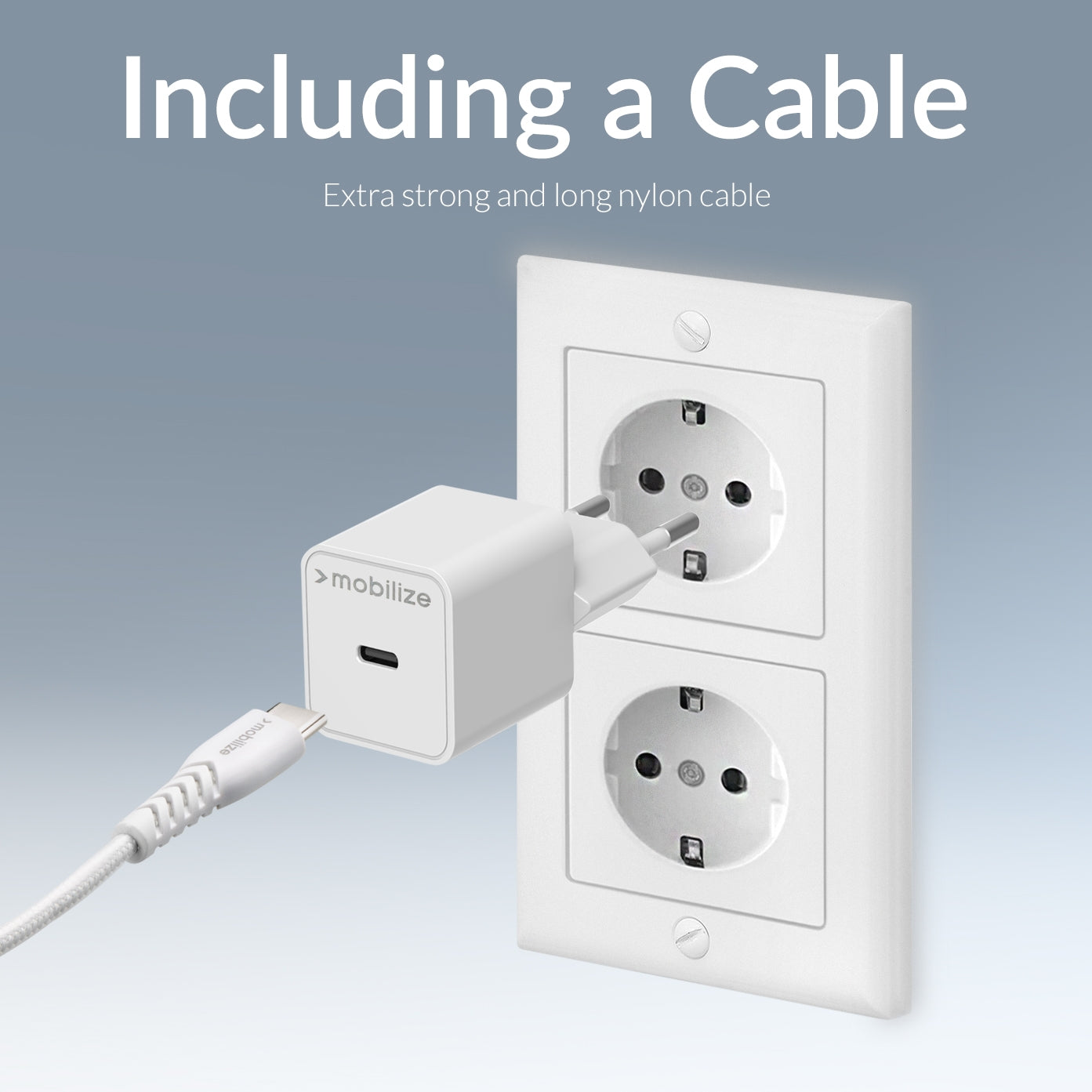 Mobilize Wall Charger Usb-C 20W With Pd + Mfi Lightning Nylon Cable 1.2M White