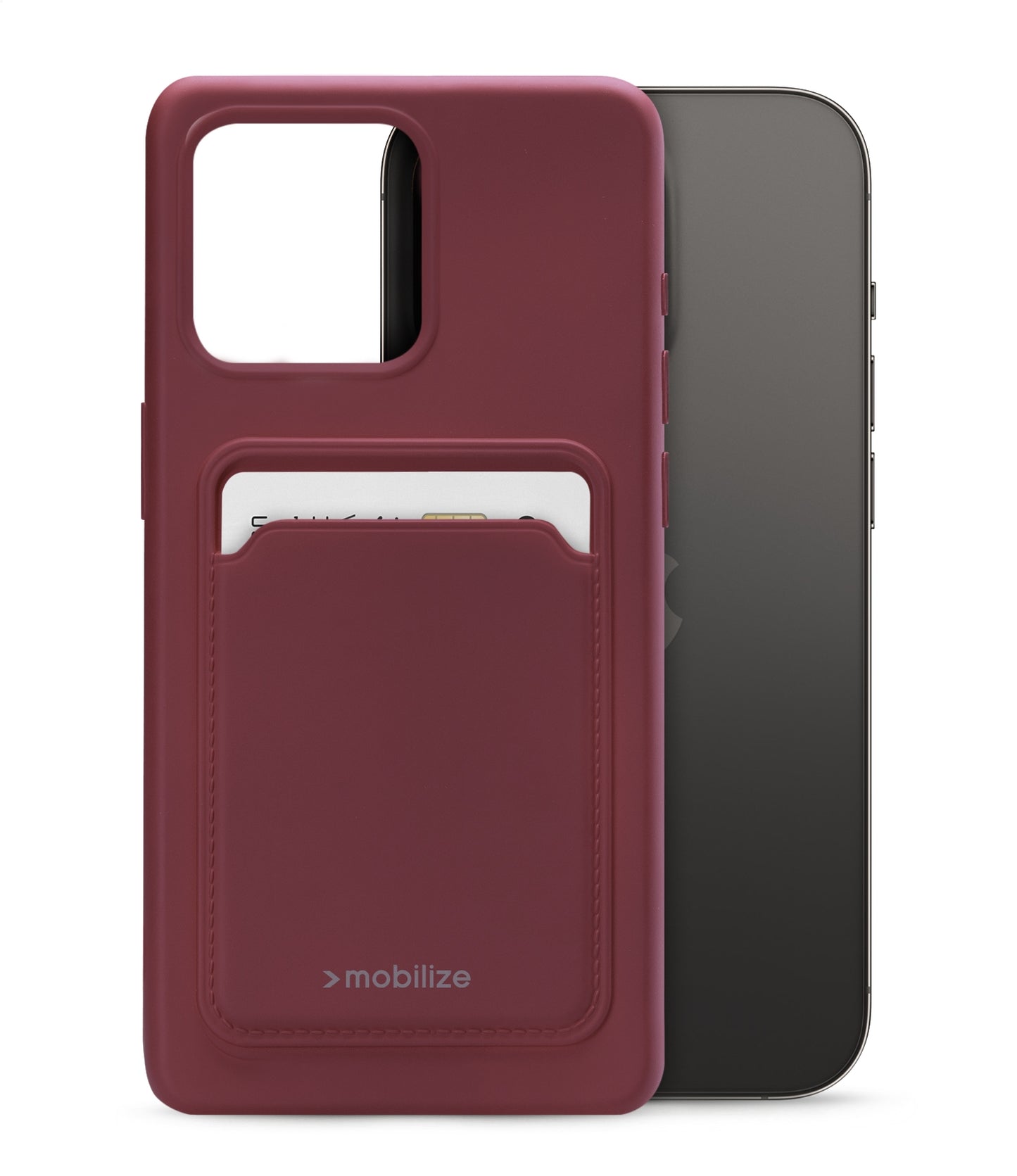 Mobilize Rubber Gelly Card Case Apple Iphone 14 Pro Matt Bordeaux