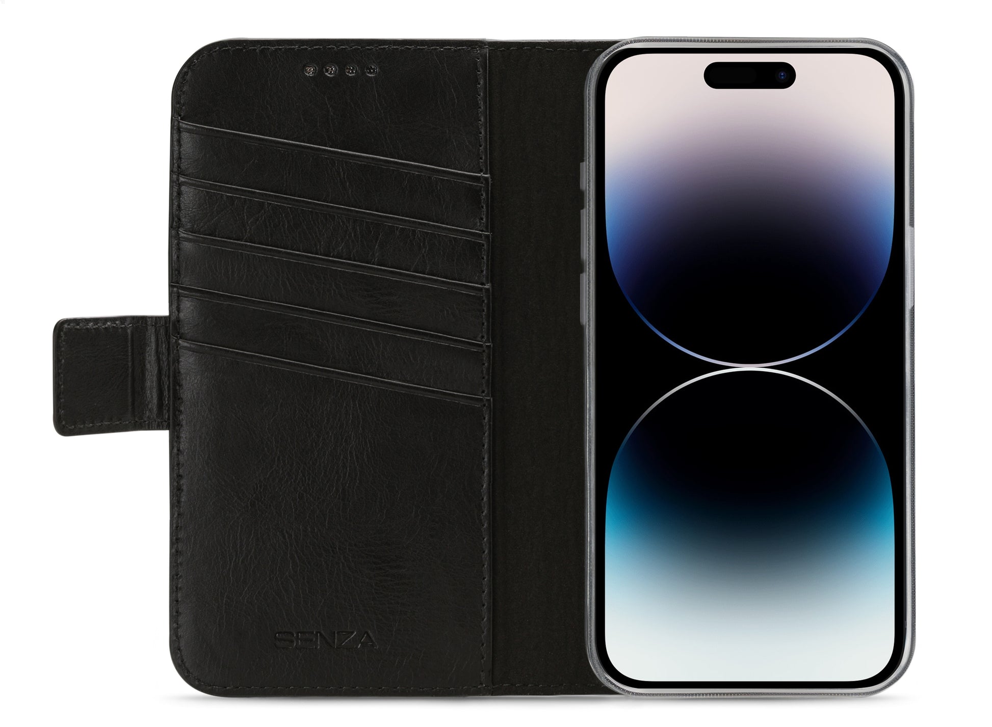 Senza Pure Leather Wallet Apple Iphone 14 Pro Deep Black