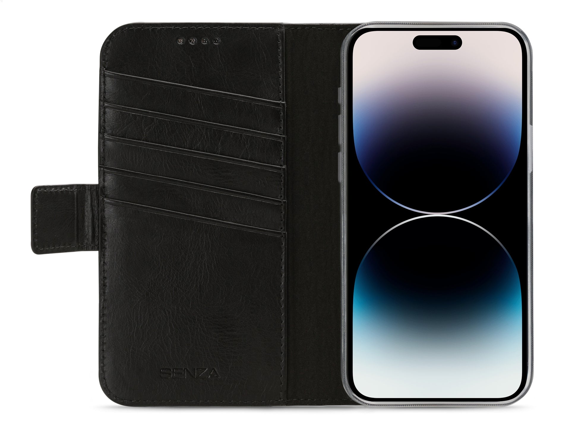 Senza Pure Leather Wallet Apple Iphone 14 Pro Max Deep Black