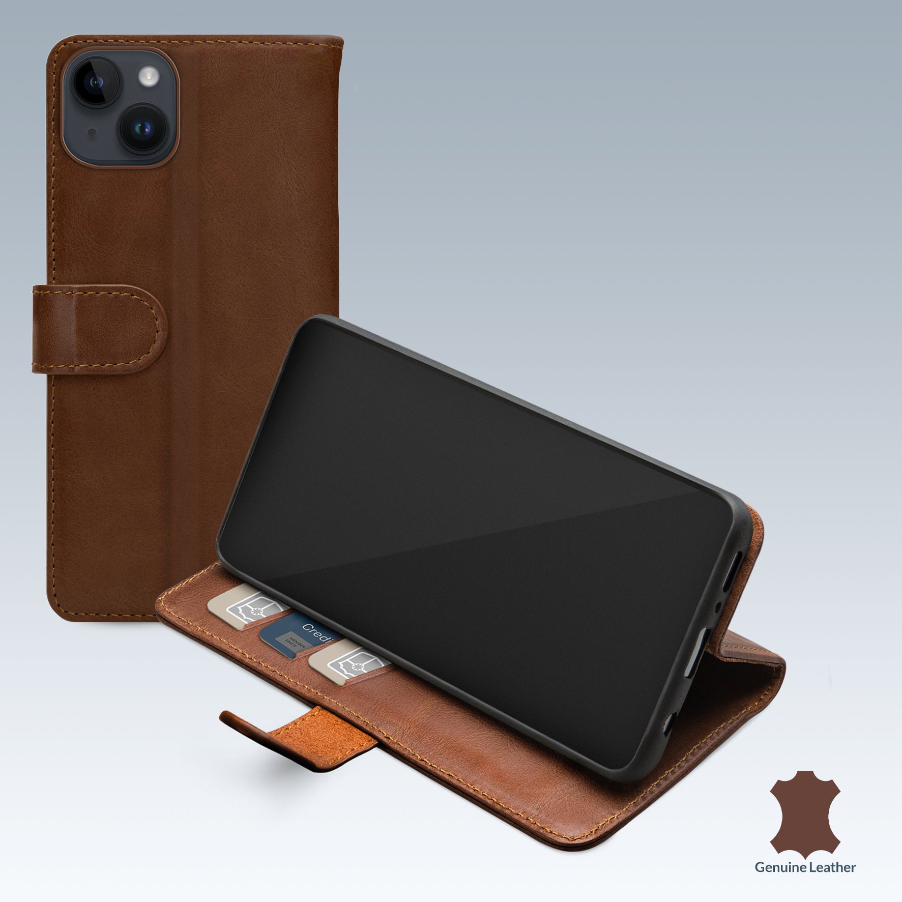 Mobilize Leather Wallet Apple Iphone 14 Plus Brown