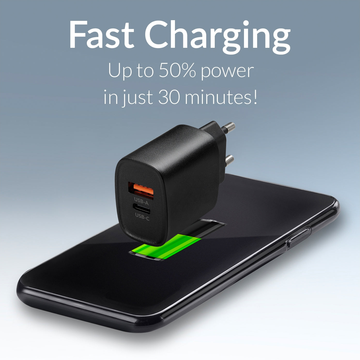 Mobilize Wall Charger Usb-C + Usb 25W With Pd/Pps Black