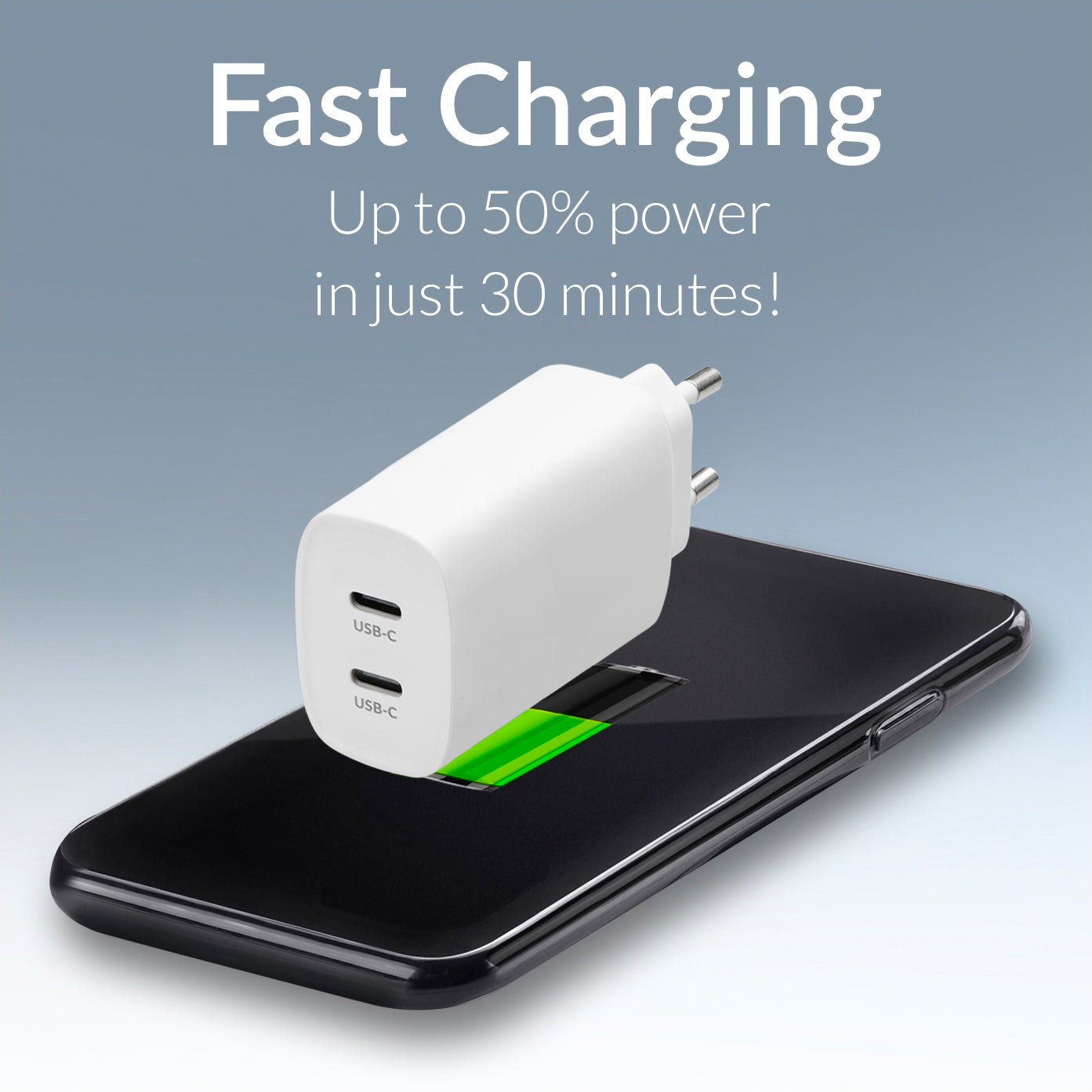 Mobilize Wall Charger 2X Usb-C Gan 45W With Pd/Pps White