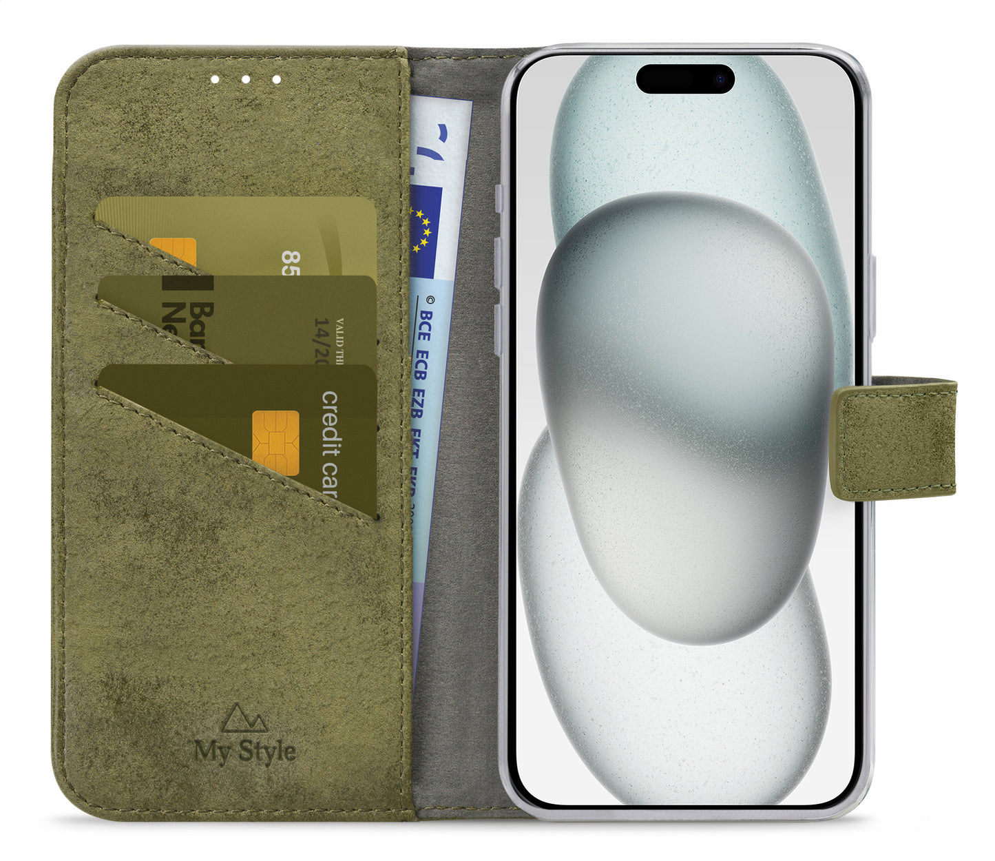 My Style Flex Wallet For Apple Iphone 15 Plus Olive