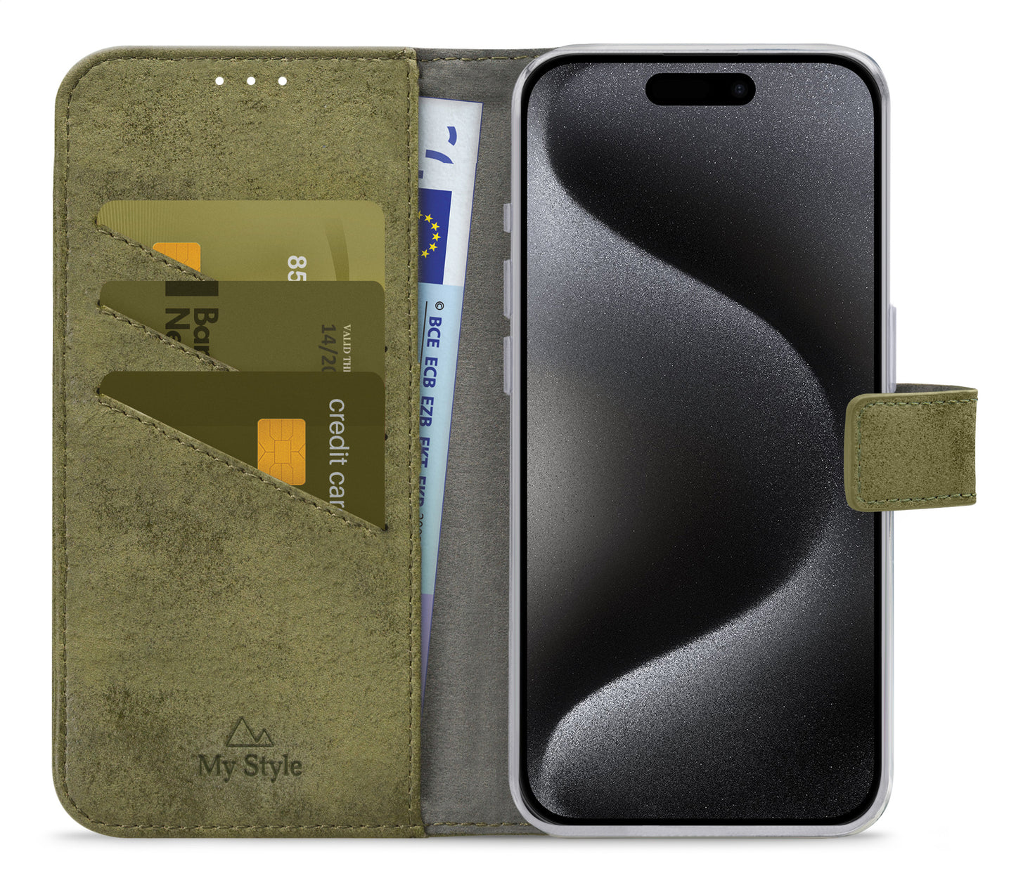 My Style Flex Wallet For Apple Iphone 15 Pro Olive