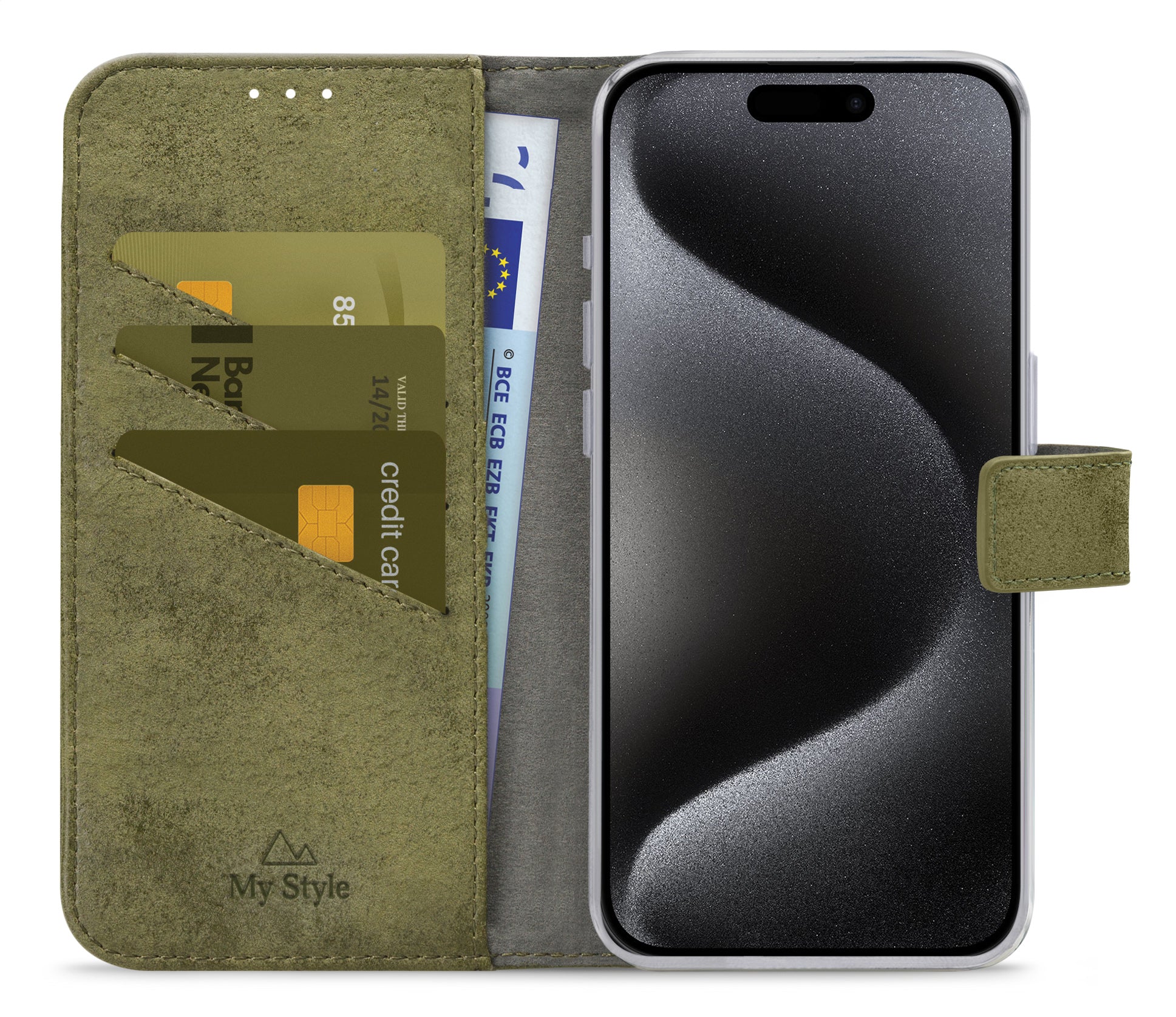 My Style Flex Wallet For Apple Iphone 15 Pro Olive