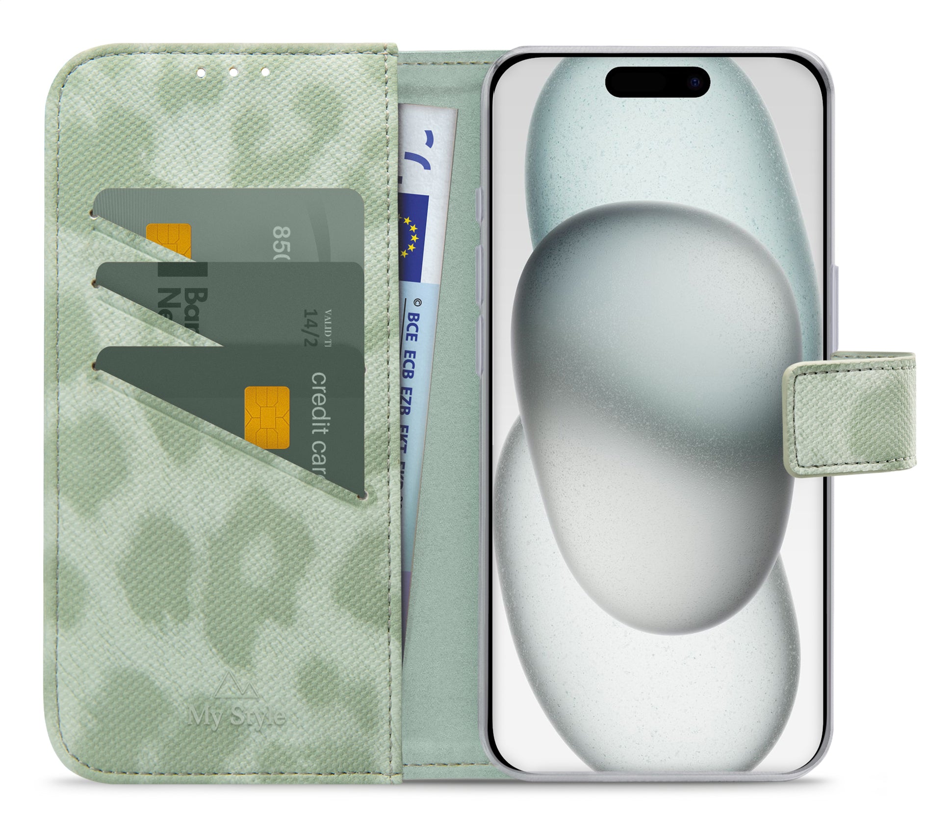 My Style Flex Wallet For Apple Iphone 13/14/15 Green Leopard