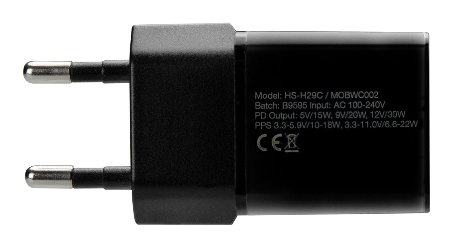 Mobilize Wall Charger Usb-C Gan 30W With Pd/Pps + Usb-C Nylon Cable 1.2M Black