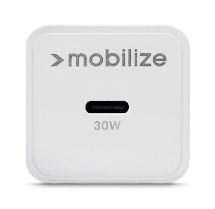 Mobilize Wall Charger Usb-C Gan 30W With Pd/Pps + Usb-C Nylon Cable 1.2M White