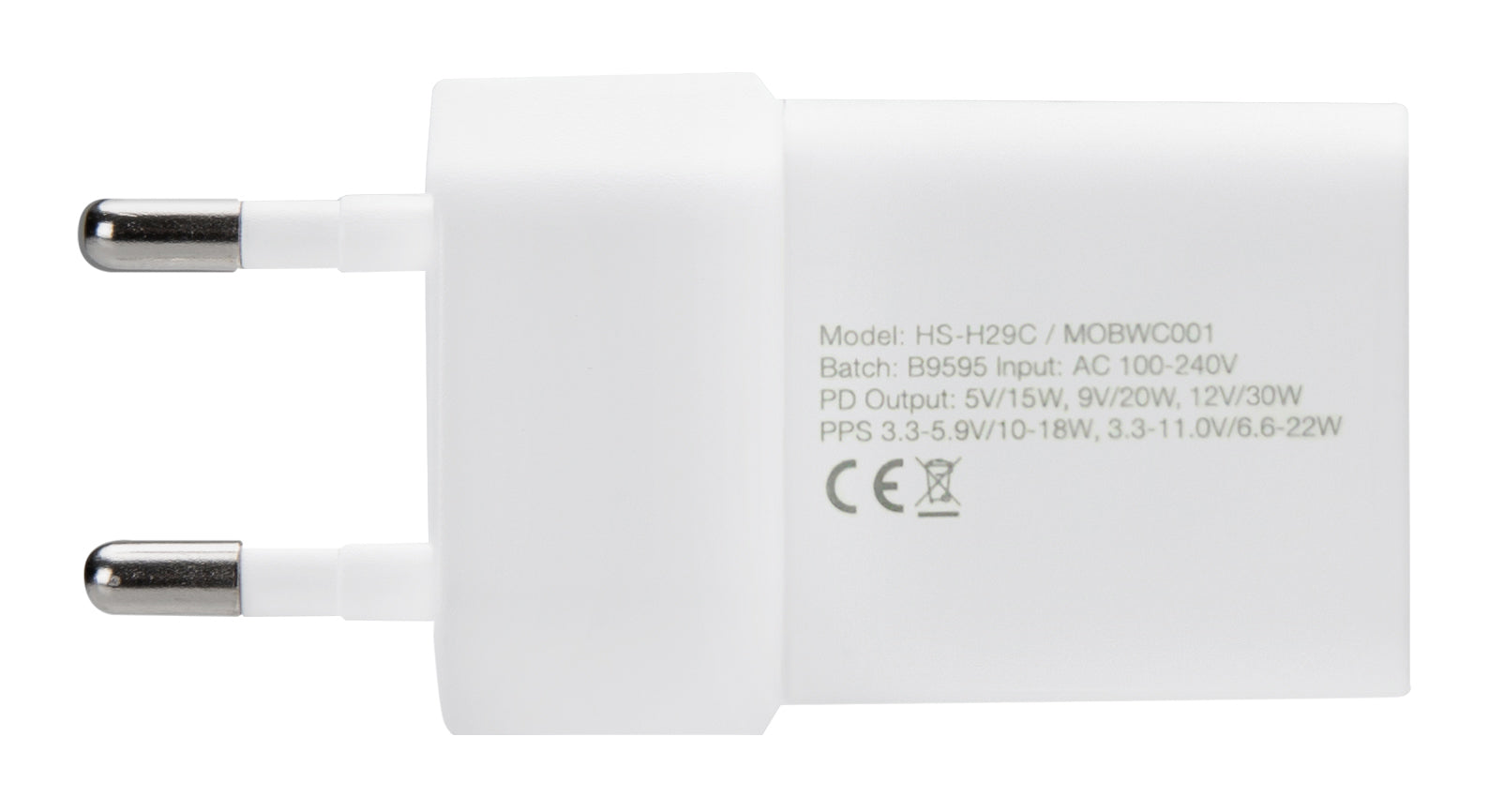 Mobilize Wall Charger Usb-C Gan 30W With Pd/Pps + Usb-C Nylon Cable 1.2M White