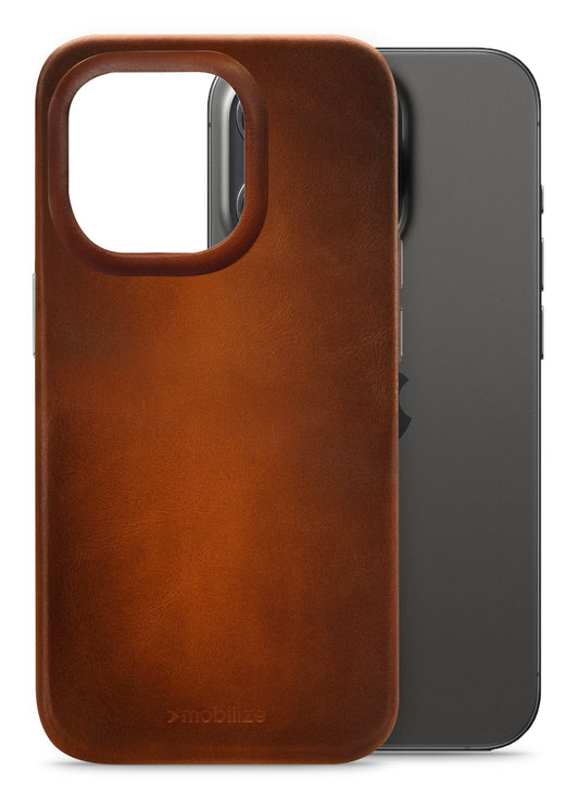 Mobilize Magsafe Compatible Premium Leather Case Apple Iphone 15 Pro Burned Cognac