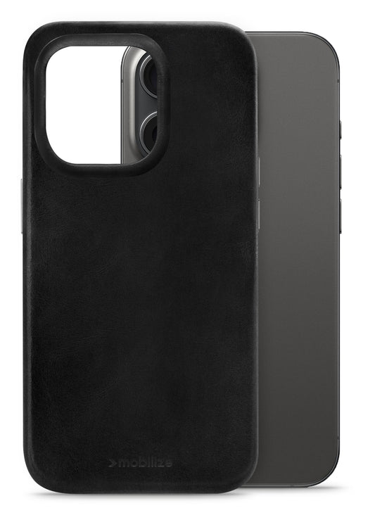 Mobilize Magsafe Compatible Premium Leather Case Apple Iphone 15 Pro Black