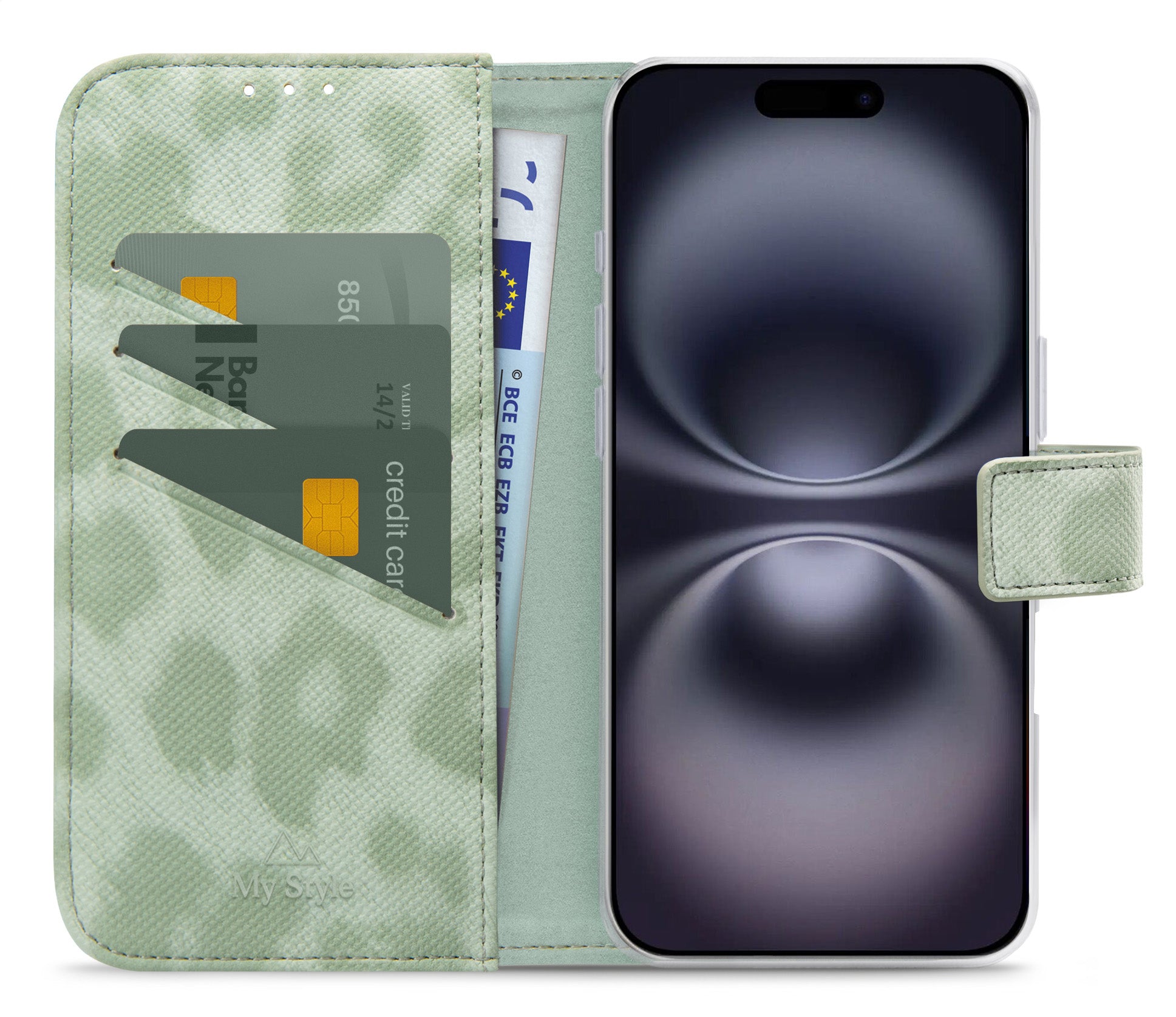 My Style Flex Wallet For Apple Iphone 16 Green Leopard