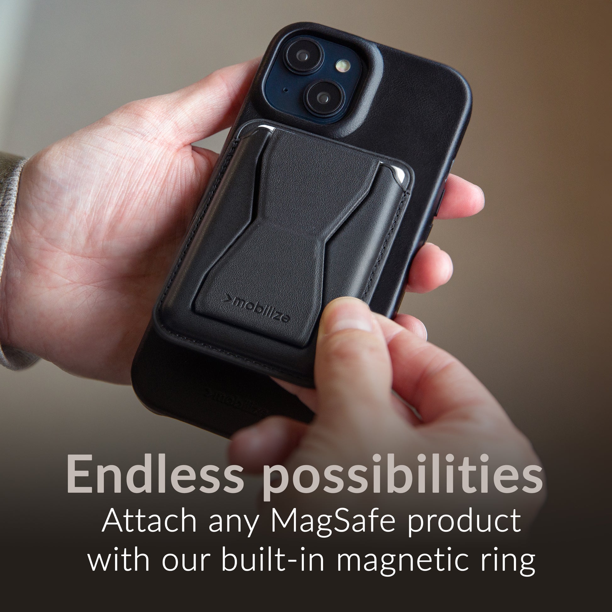 Mobilize Magsafe Compatible Premium Leather Case Apple Iphone 16 Plus Black