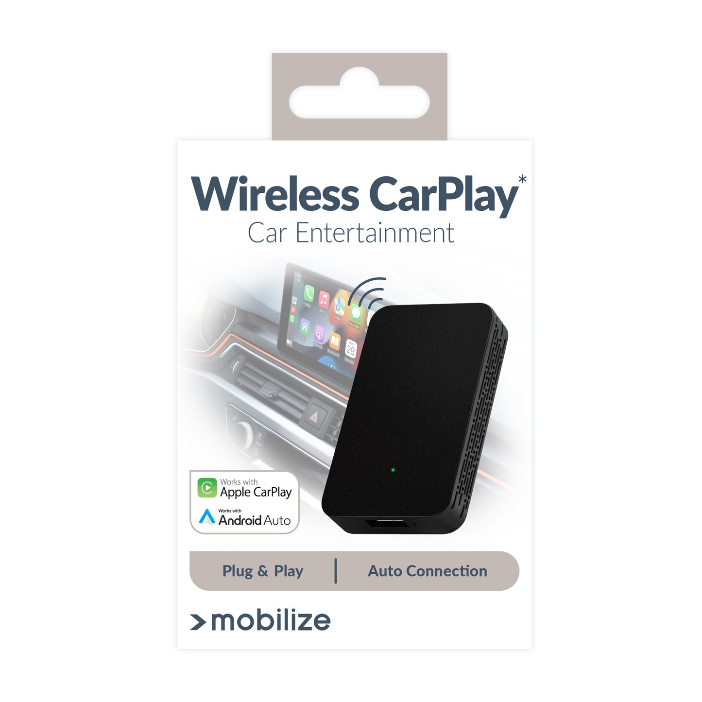 Mobilize Adapter For Wireless Apple Carplay/Android Auto Black
