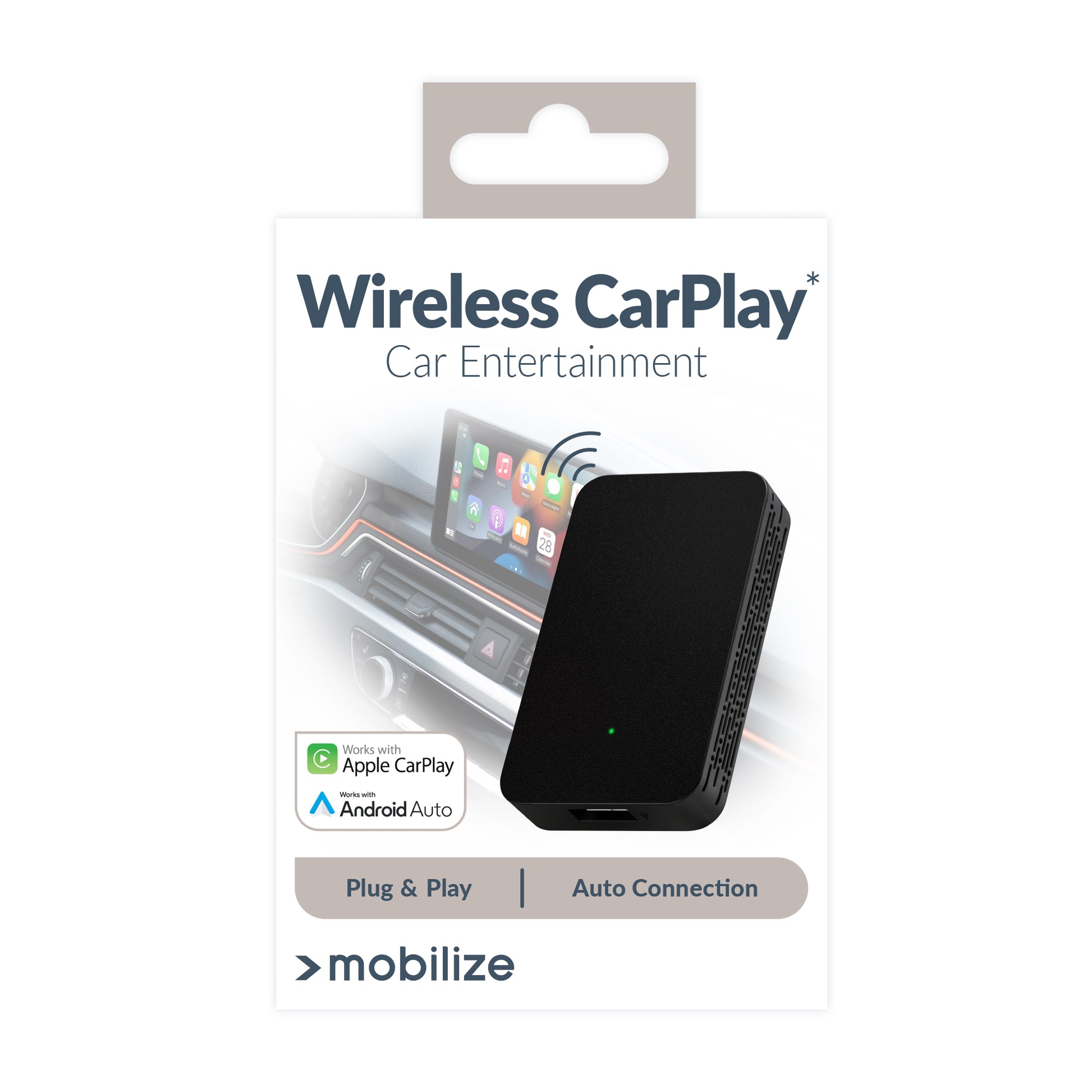 Mobilize Adapter For Wireless Apple Carplay/Android Auto Black