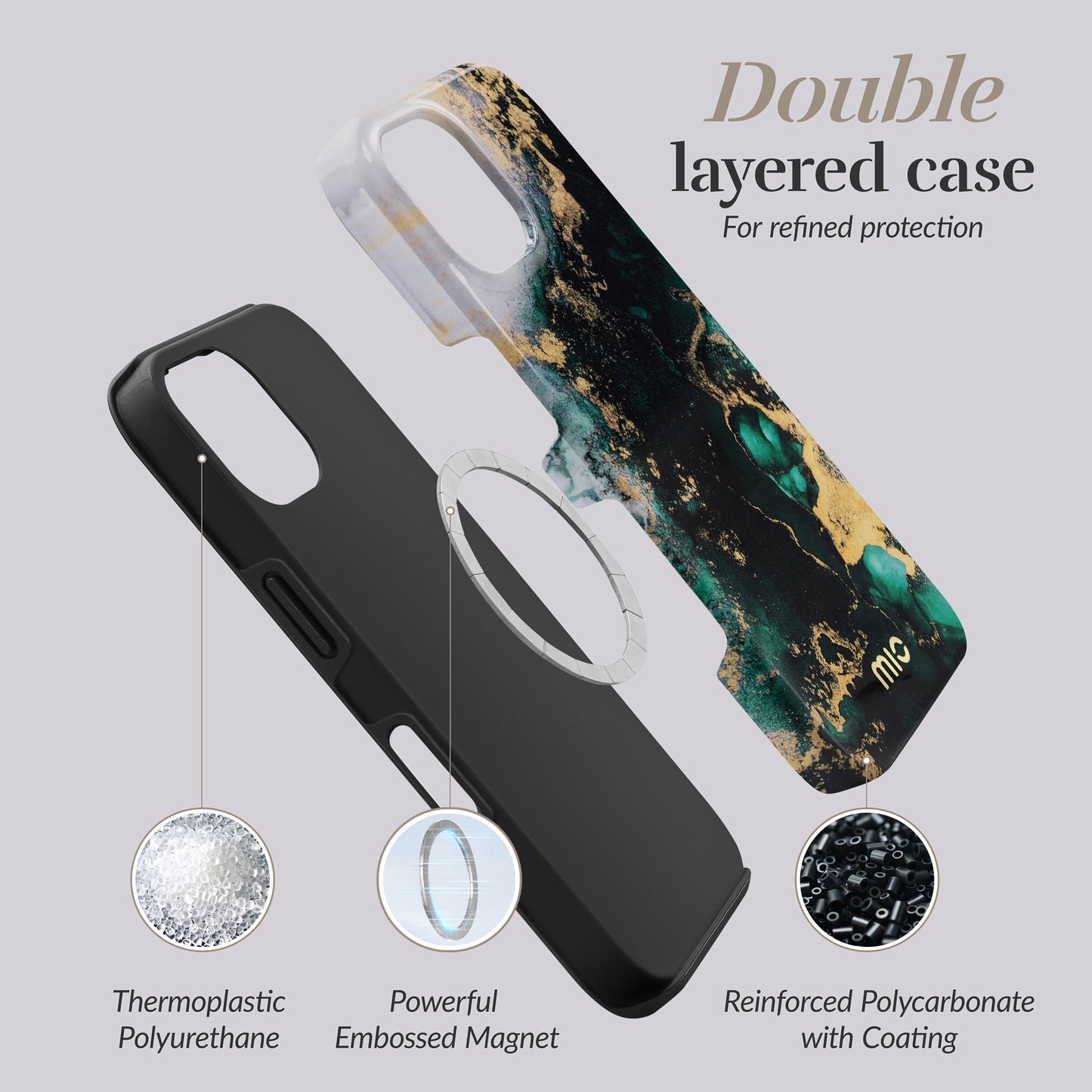 Mio By Mobilize Mio Green Marble Magsafe Compatible For Iphone 16 Pro Max