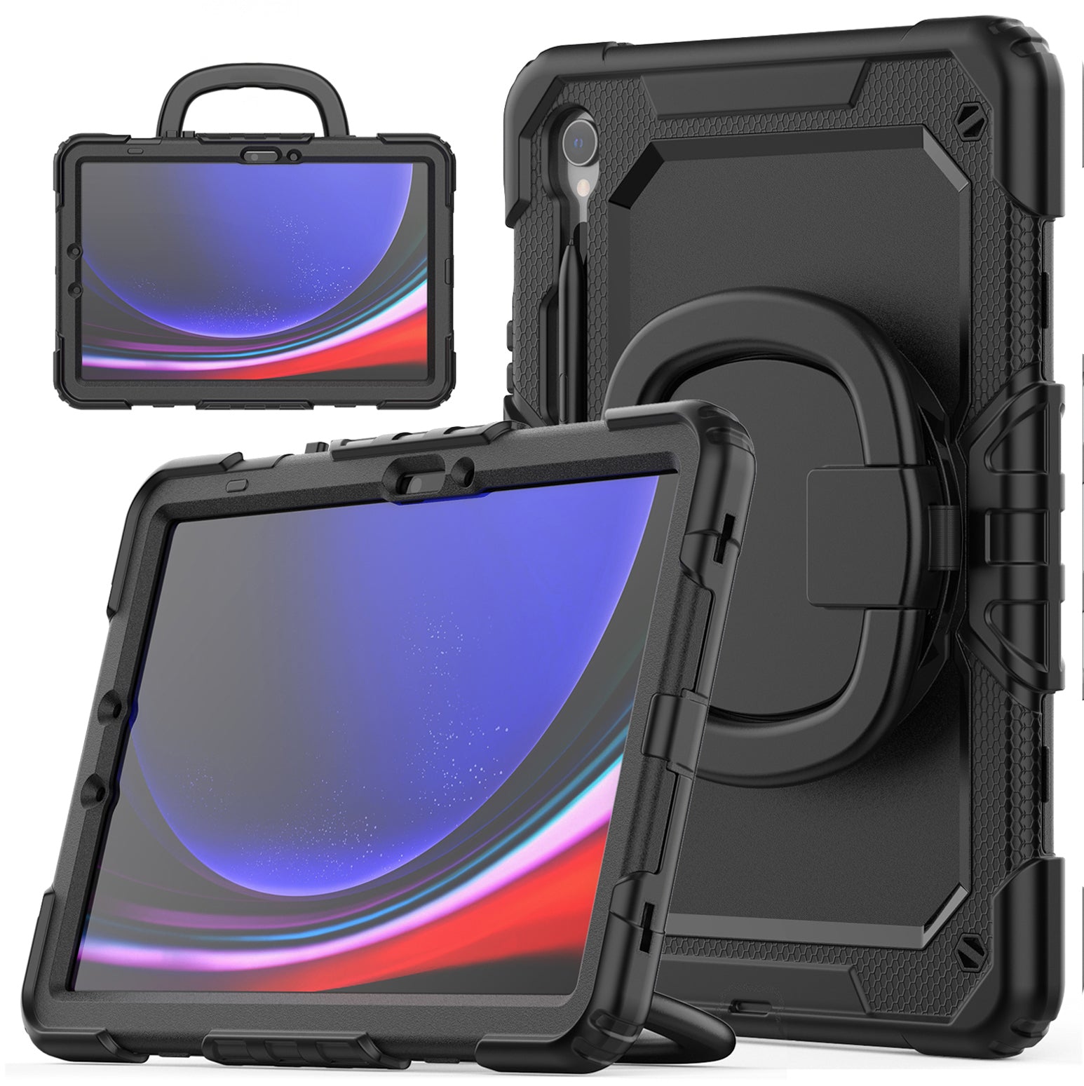 Mobilize Rotating Defender Case Stand Function For Samsung Galaxy Tab S9 11/S9 Fe 10.9 Black