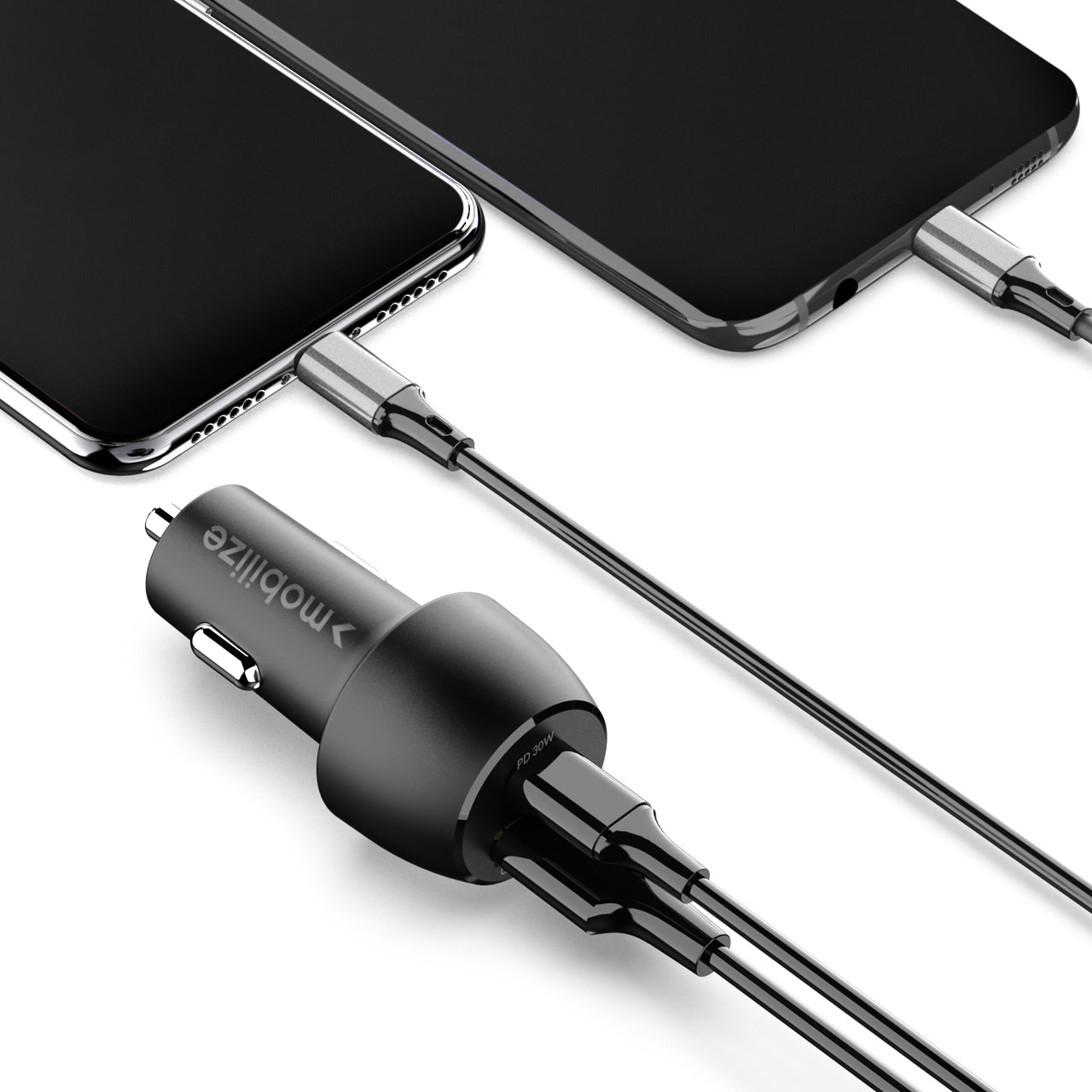Mobilize Car Charger Usb + Usb-C 48W With Pd/Pps And Qc Black