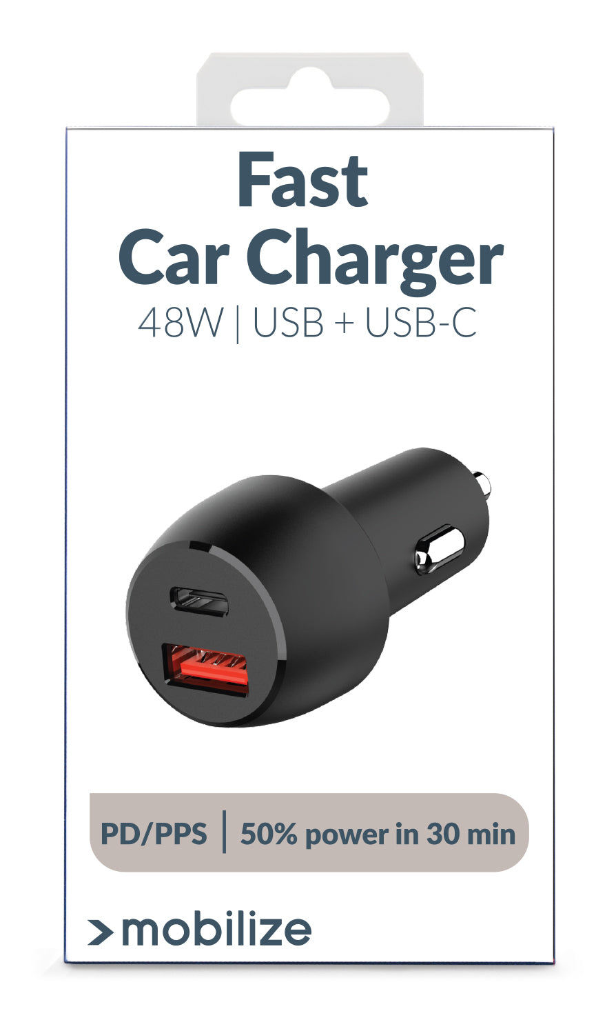Mobilize Car Charger Usb + Usb-C 48W With Pd/Pps And Qc Black