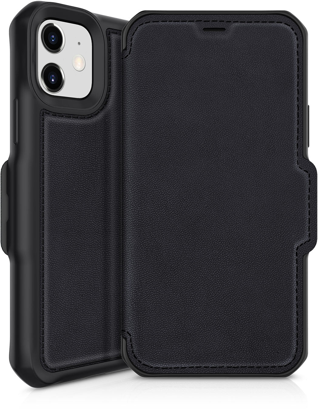Itskins Level 2 Hybridfolio Leather For Apple Iphone 12 Mini Pure Black