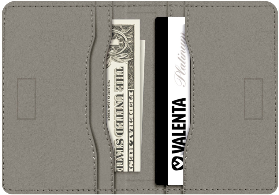 Valenta Leather Card Wallet Snap Grey
