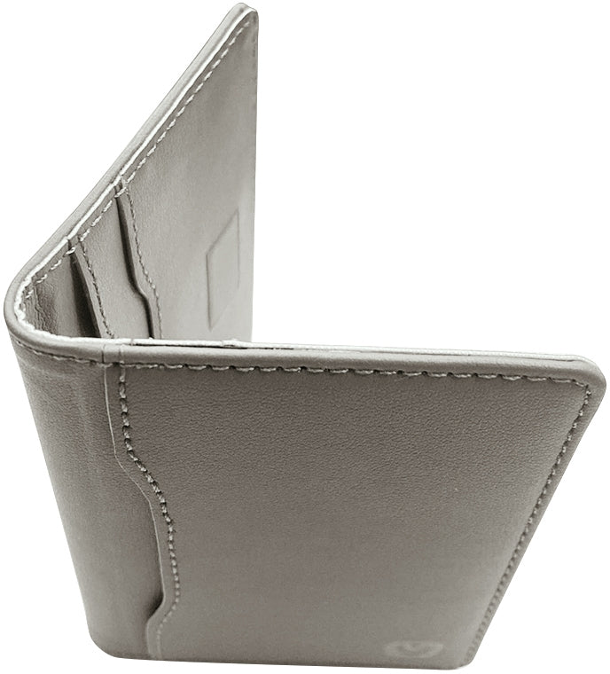 Valenta Leather Card Wallet Snap Grey