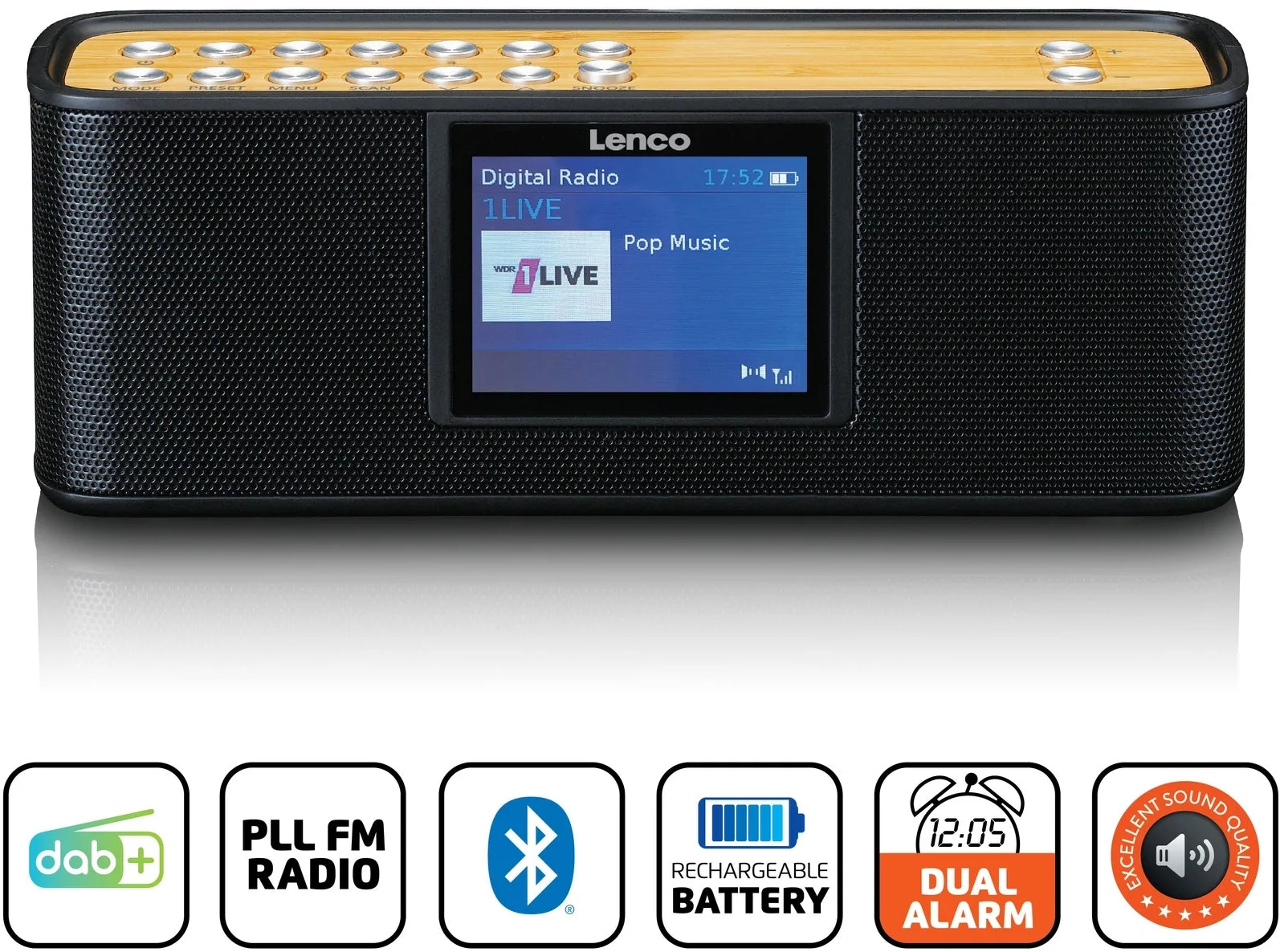 Lenco Pdr-045Bk Lenco Portable Internet Dab+ Bluetooth Radio Black