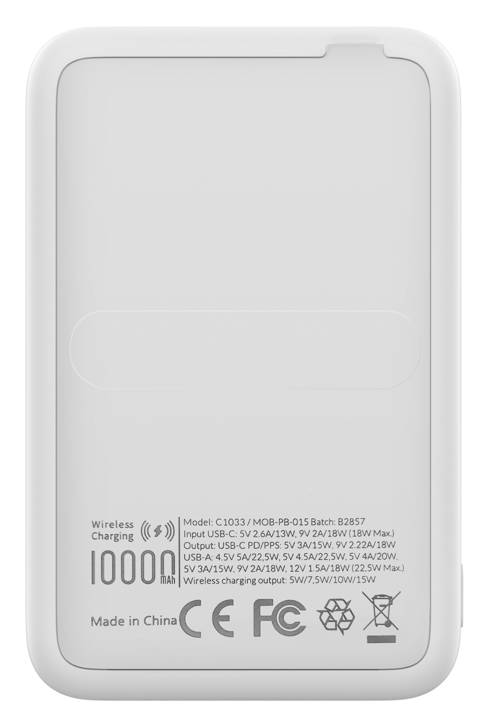 Mobilize Magnetic Wireless Magsafe Compatible Pd Stand Power Bank 10000Mah 15W White