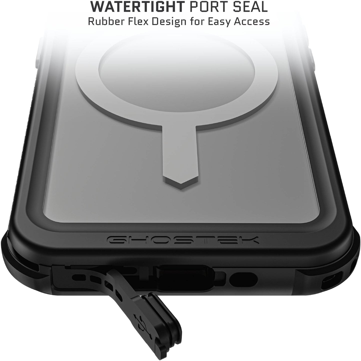 Ghostek Nautical Waterproof Magsafe Case + Belt Swivel Holster Apple Iphone 15 Pro Clear