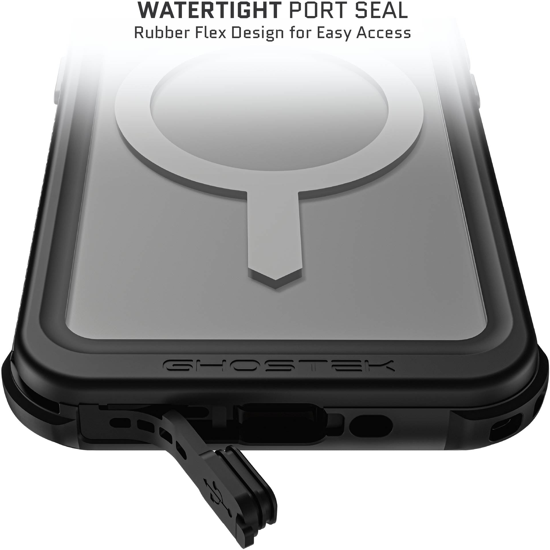 Ghostek Nautical Waterproof Magsafe Case + Belt Swivel Holster Apple Iphone 15 Pro Clear