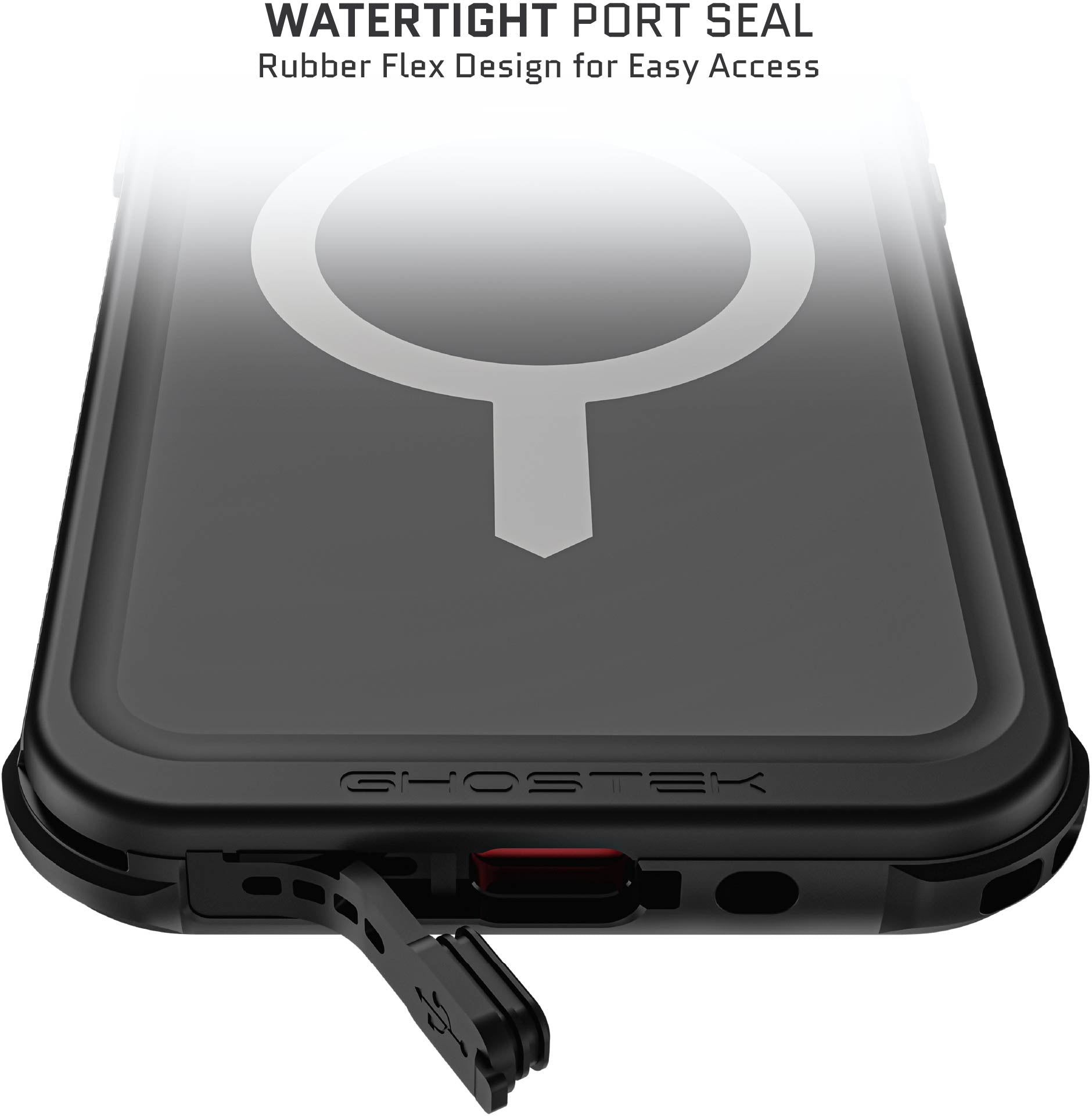 Ghostek Nautical Waterproof Magsafe Case + Belt Swivel Holster Apple Iphone 15 Plus Black