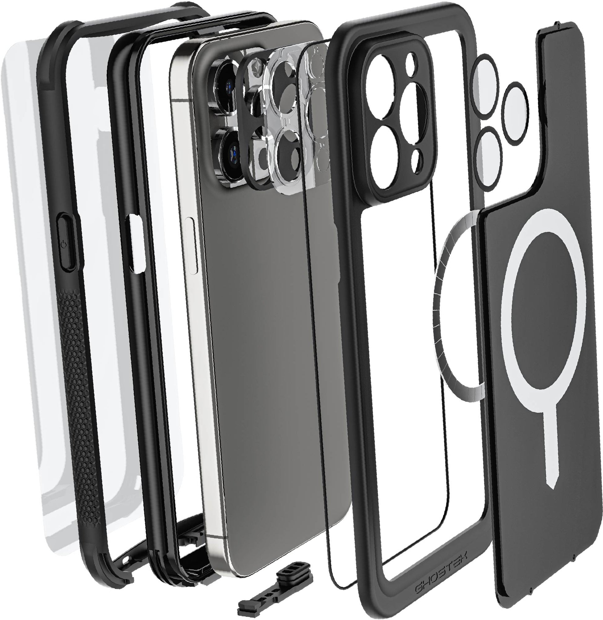 Ghostek Nautical Waterproof Magsafe Case + Belt Swivel Holster Apple Iphone 15 Pro Max Black