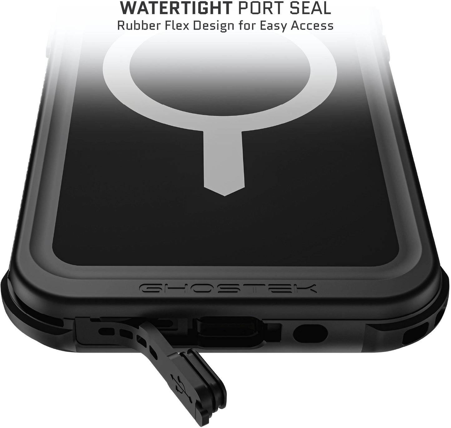 Ghostek Nautical Waterproof Magsafe Case + Belt Swivel Holster Apple Iphone 15 Pro Max Black