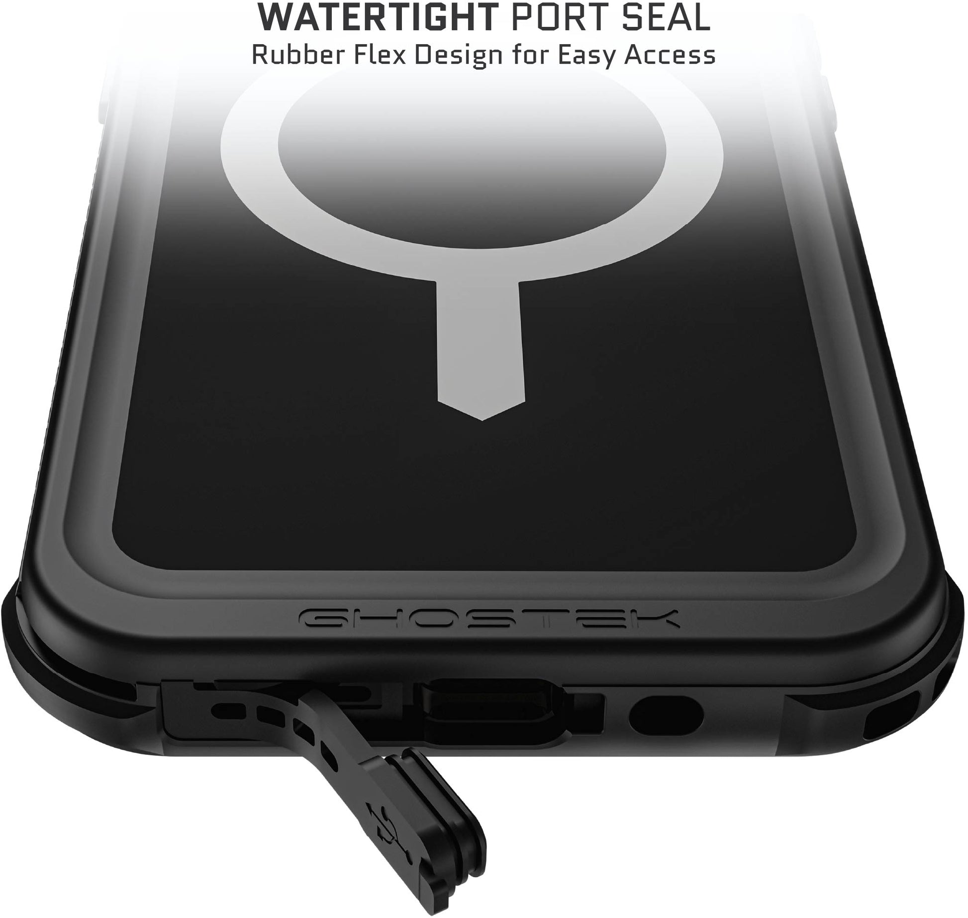 Ghostek Nautical Waterproof Magsafe Case + Belt Swivel Holster Apple Iphone 15 Pro Max Black