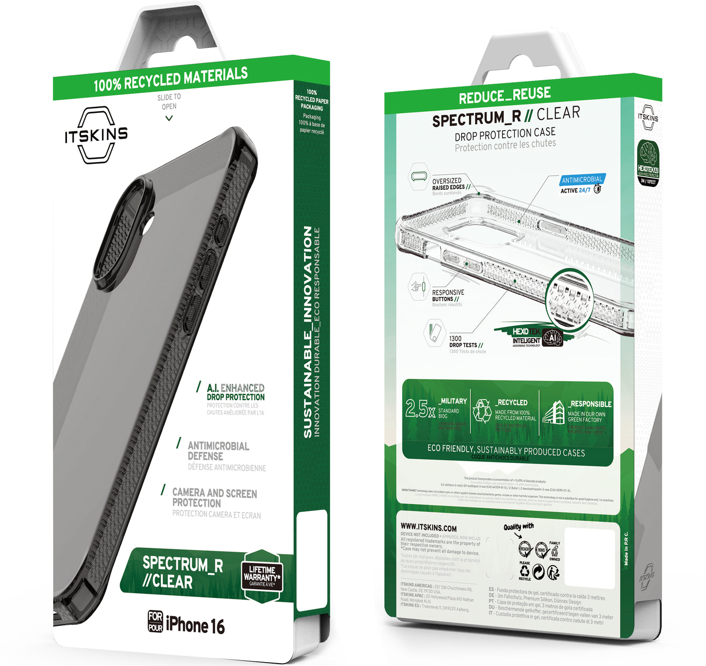 Itskins Level 2 Spectrumclear_R For Apple Iphone 16 Smoke