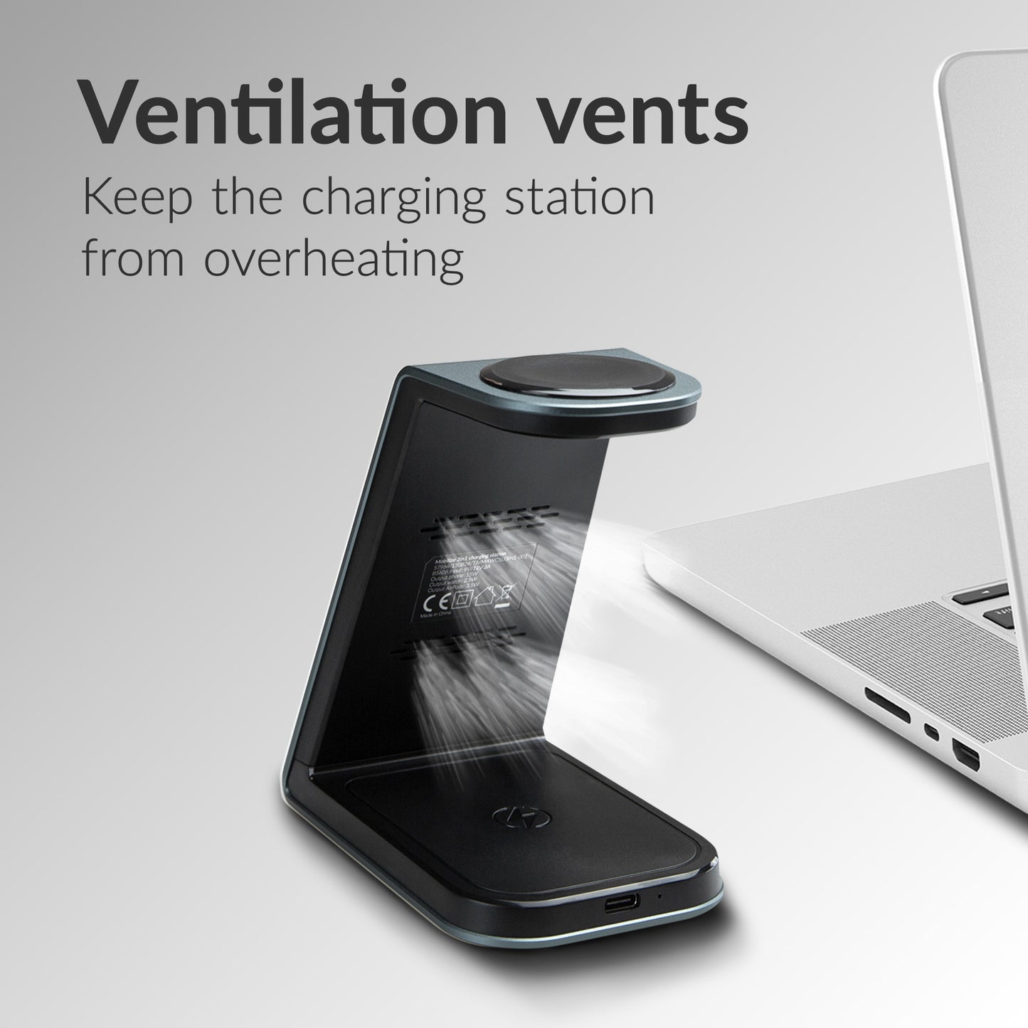 Mobilize 3In1 Aluminium Wireless Charger Station 15W