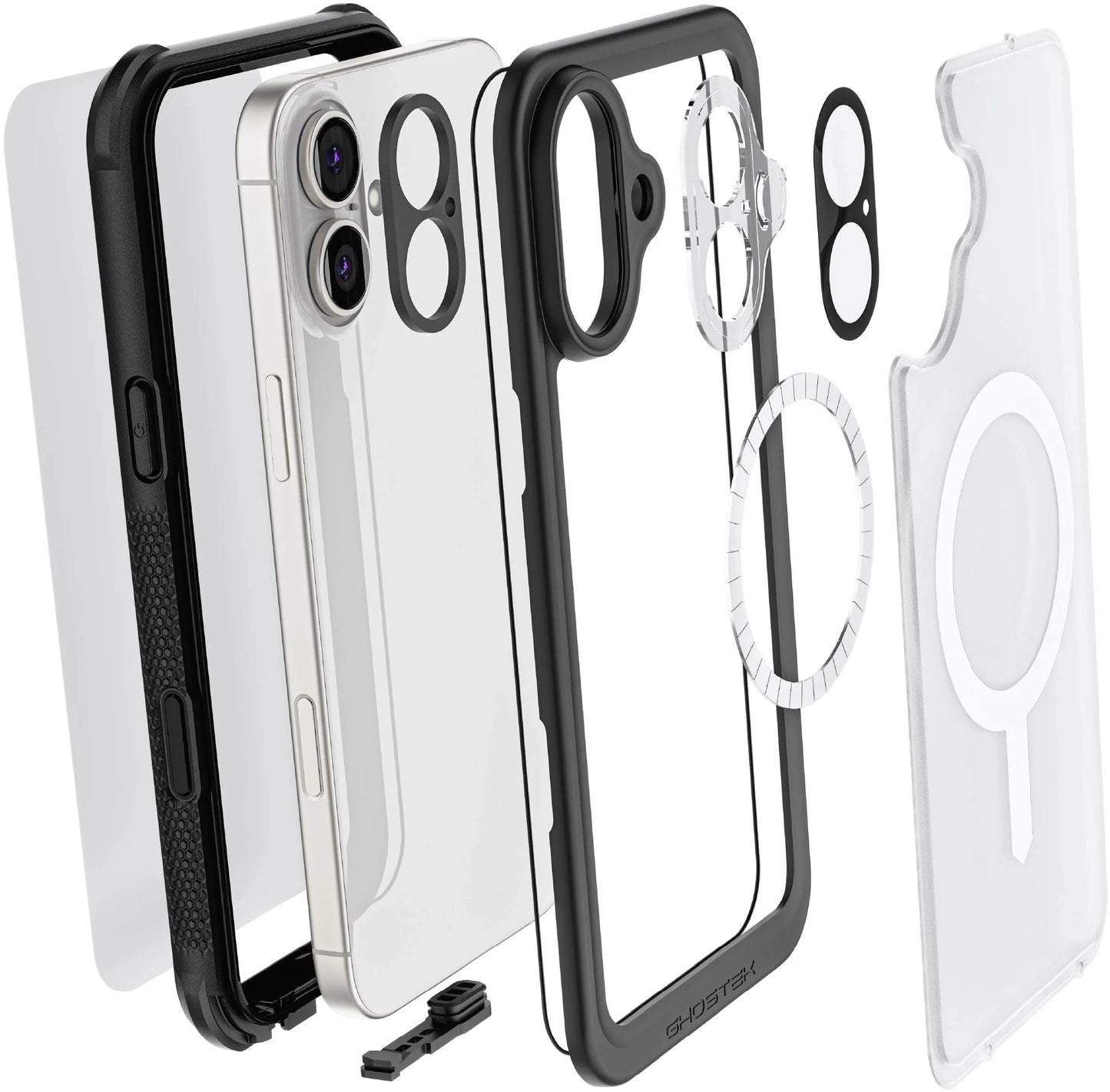 Ghostek Nautical Waterproof Magsafe Case + Belt Swivel Holster Apple Iphone 16 Plus Clear