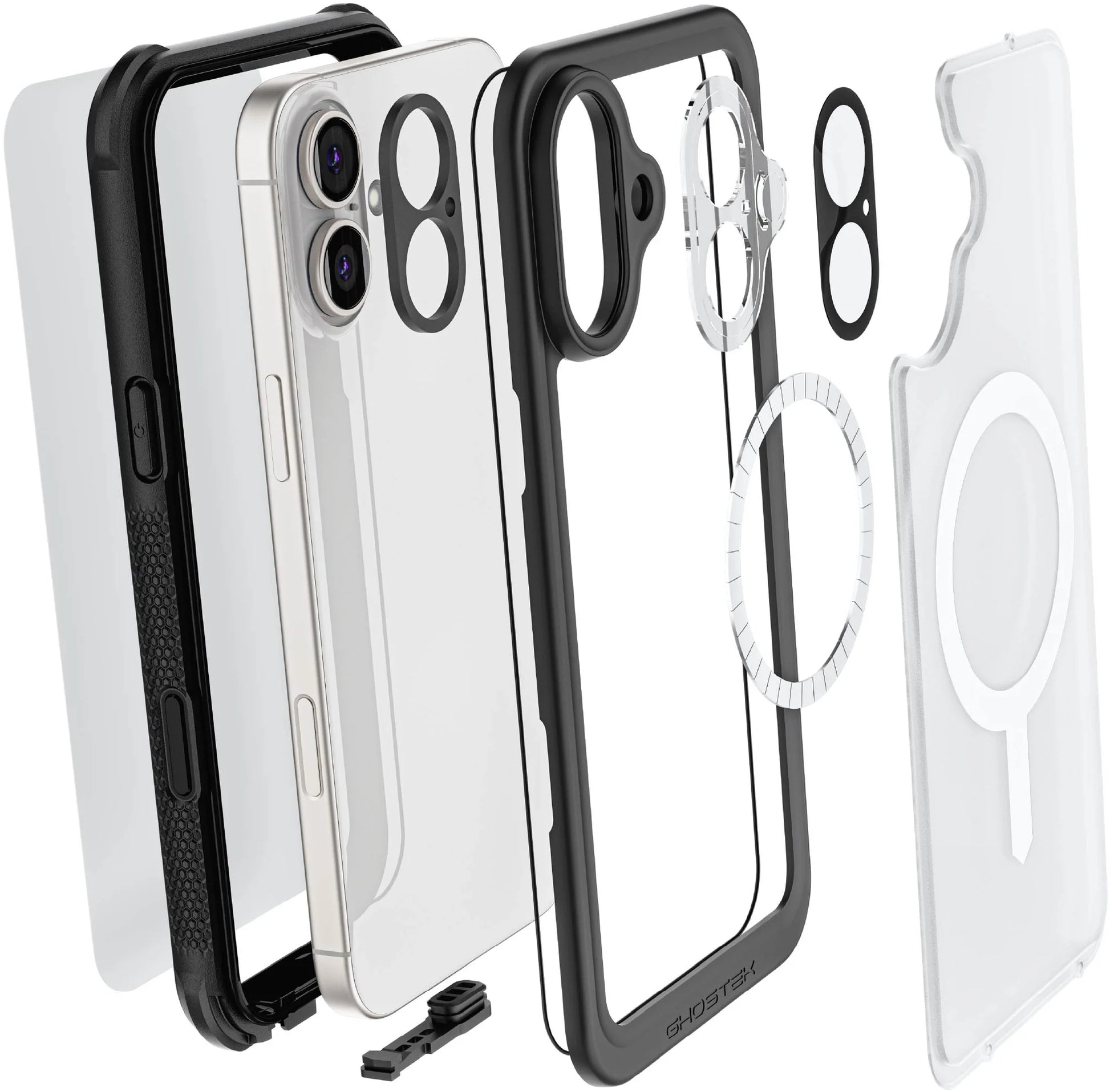 Ghostek Nautical Waterproof Magsafe Case + Belt Swivel Holster Apple Iphone 16 Plus Clear